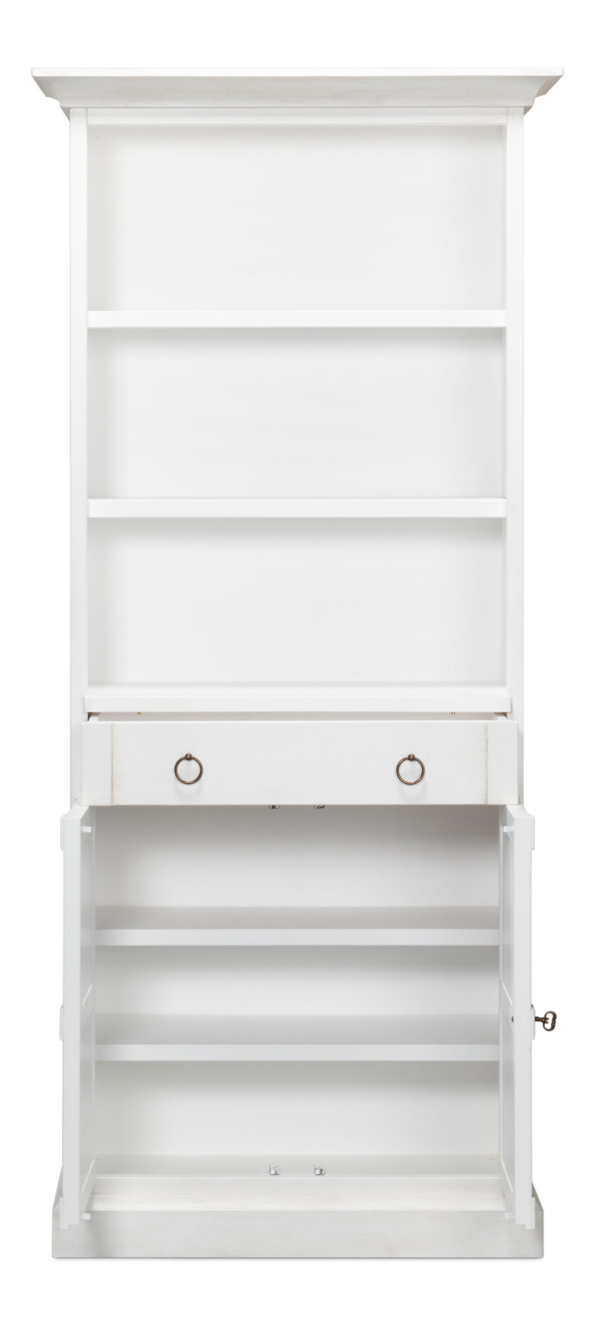 Bookcase With Doors, Cortina White, Shelving & Bookcase by Sarreid, 35" length x 16" width x 78" height View 9