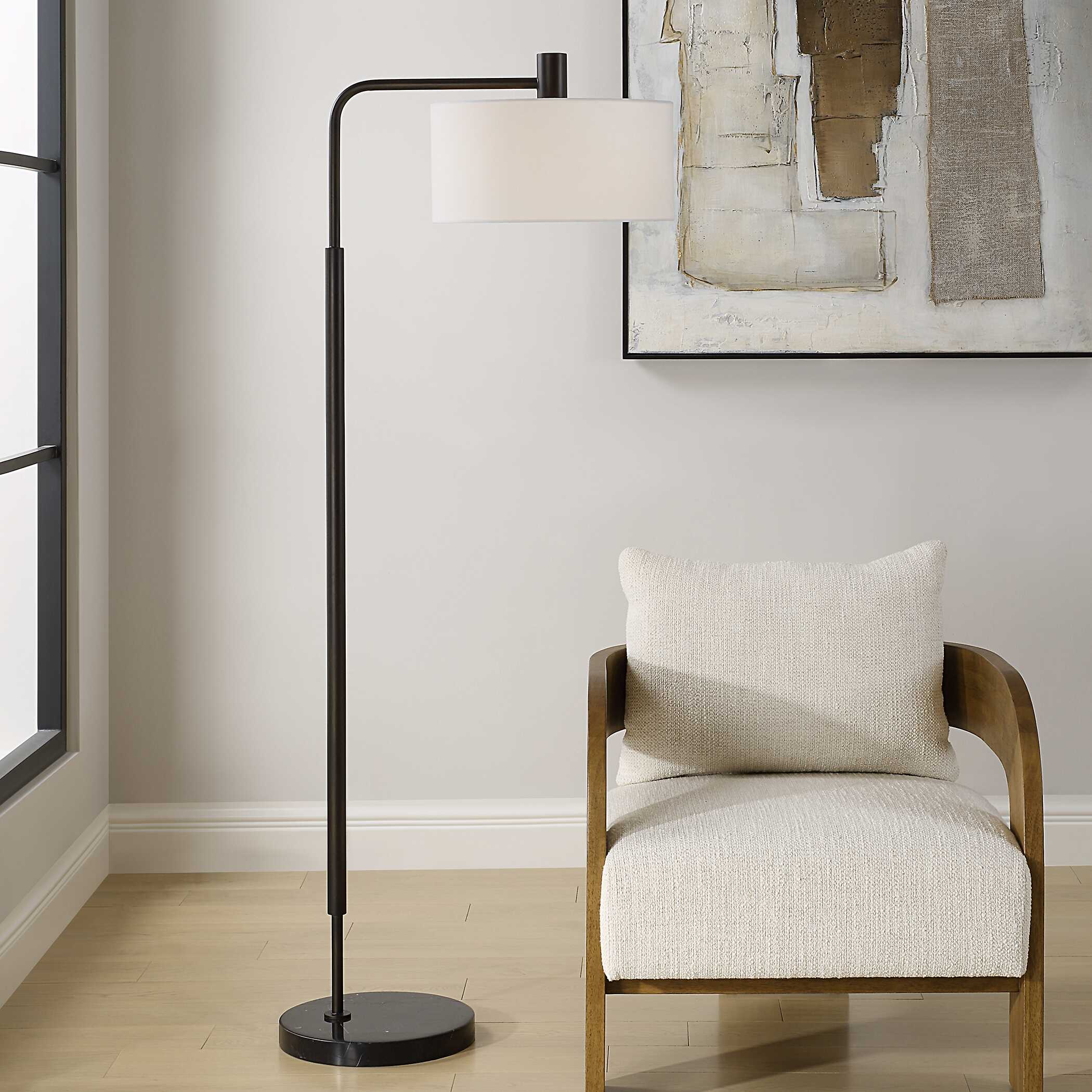 Richie Black Floor Lamp, by Uttermost, 26.25" width x 66" height x 16" depth View 2