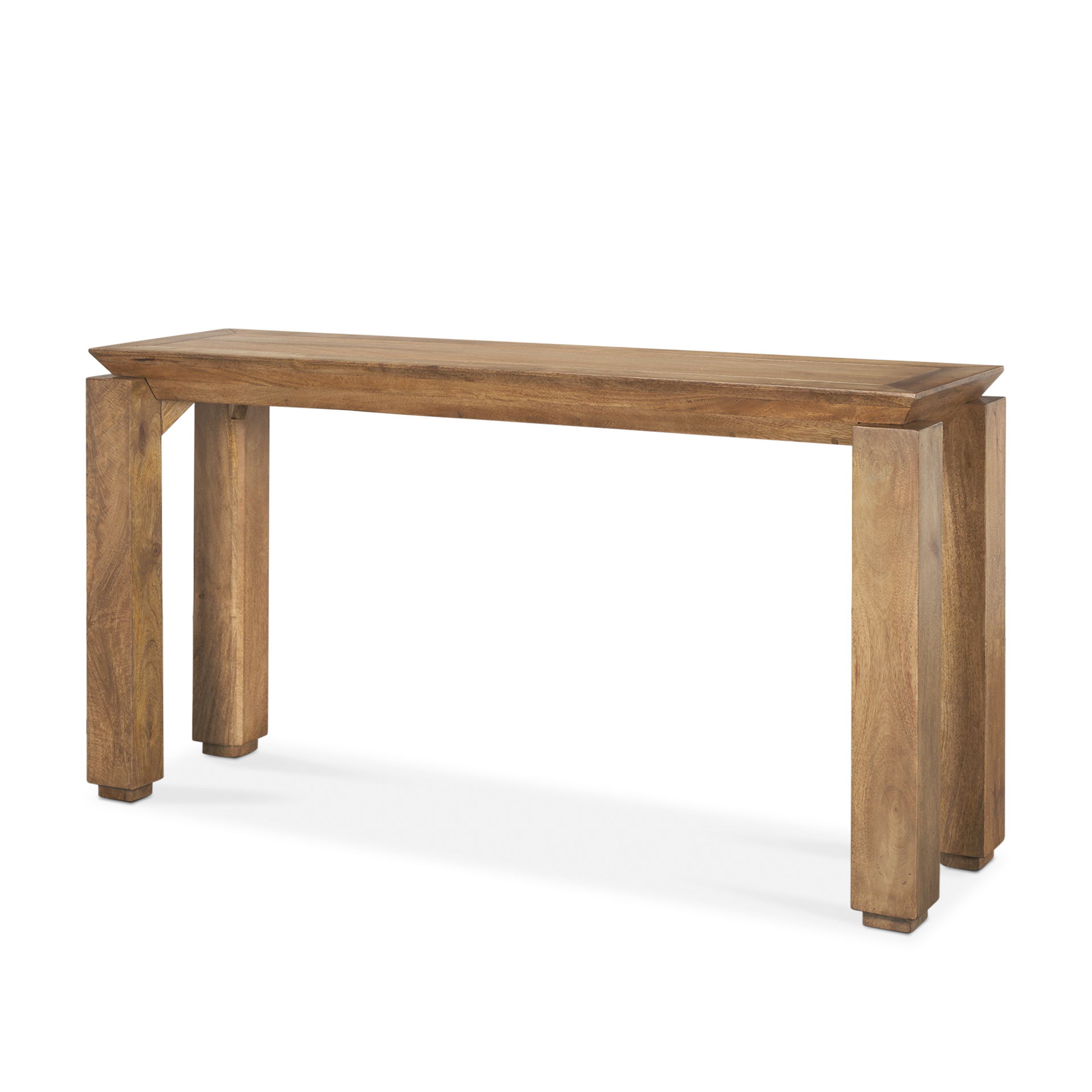 Sapphira Brown Wood Tapered Top Console Table, by Mercana, 60" length x 16" width x 32" height View 1