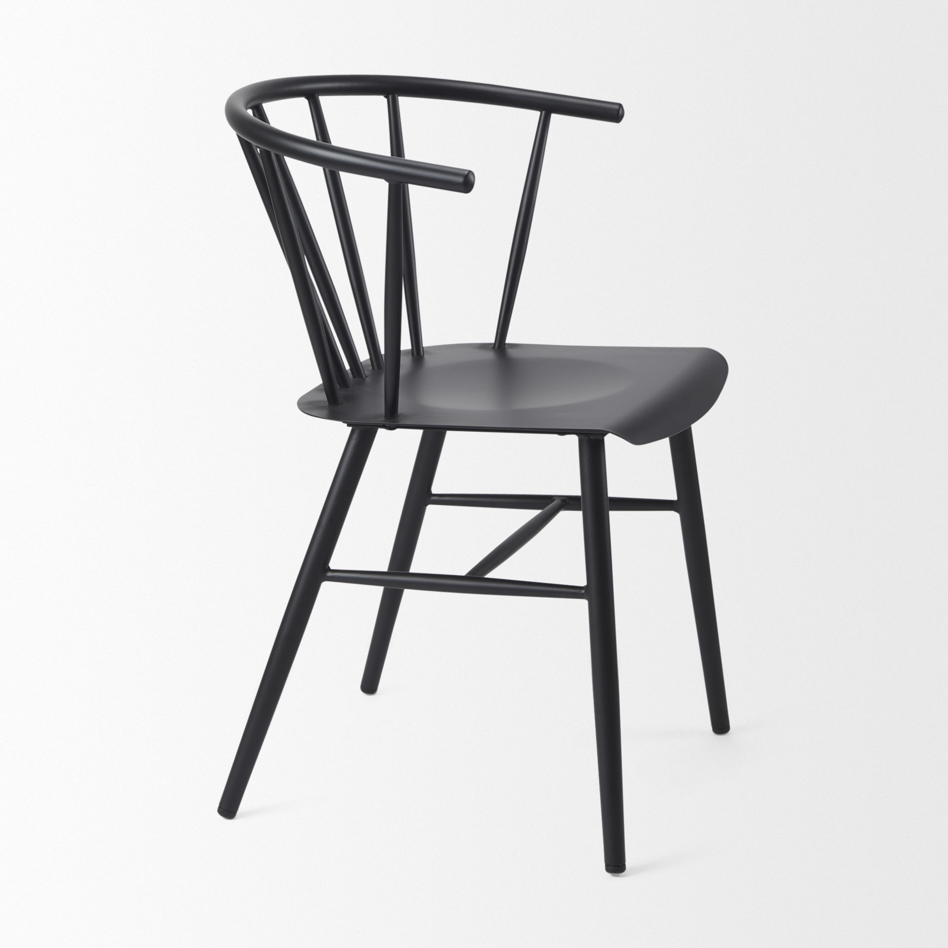 Colin  Black Metal Dining Chair, by Mercana, 21.26" length x 21.26" width x 30.32" height View 10