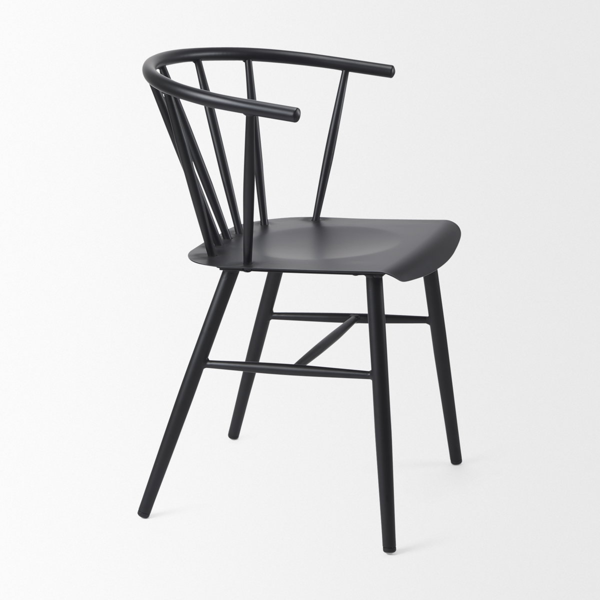 Colin Curved Back Dining Side Chair | Black Metal, Dining Chair by Mercana, 21.26" length x 21.26" width x 30.32" height View 10