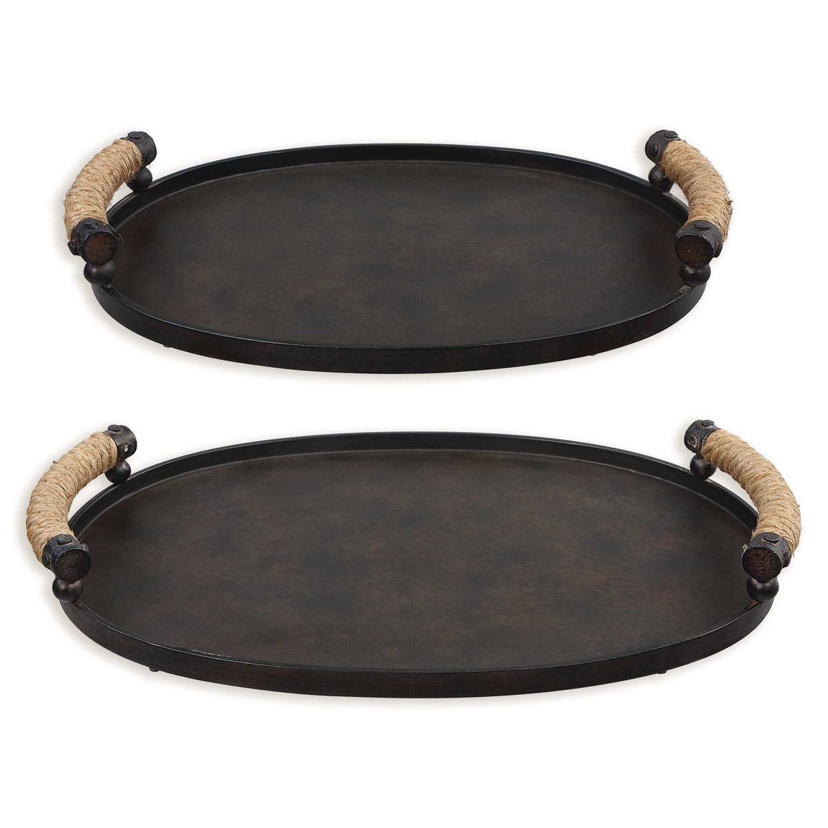 Viggo Bronze Trays Set/2, Decorative Tray by Uttermost, 21.5" width x 2.75" height x 14.5" depth View 6