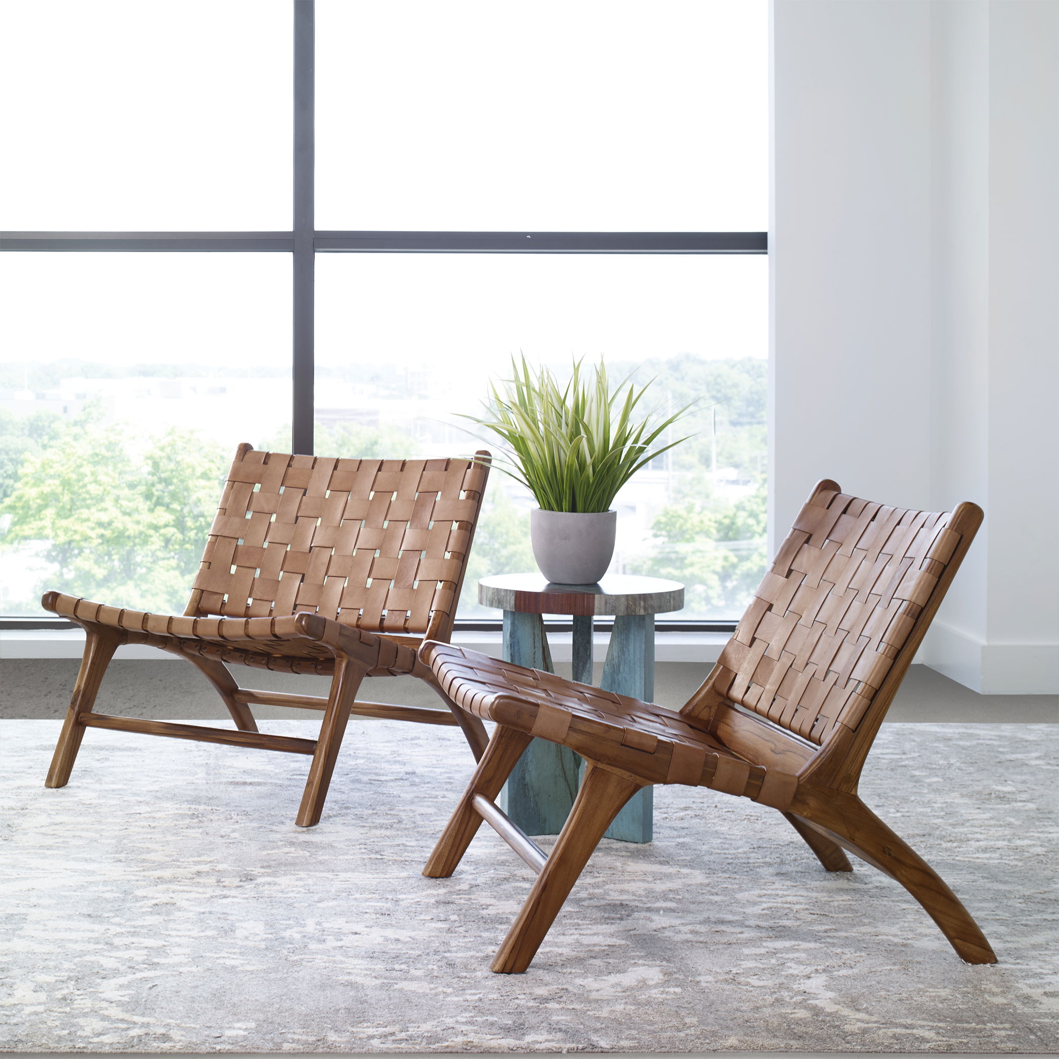 Plait Woven Leather Accent Chair large image 