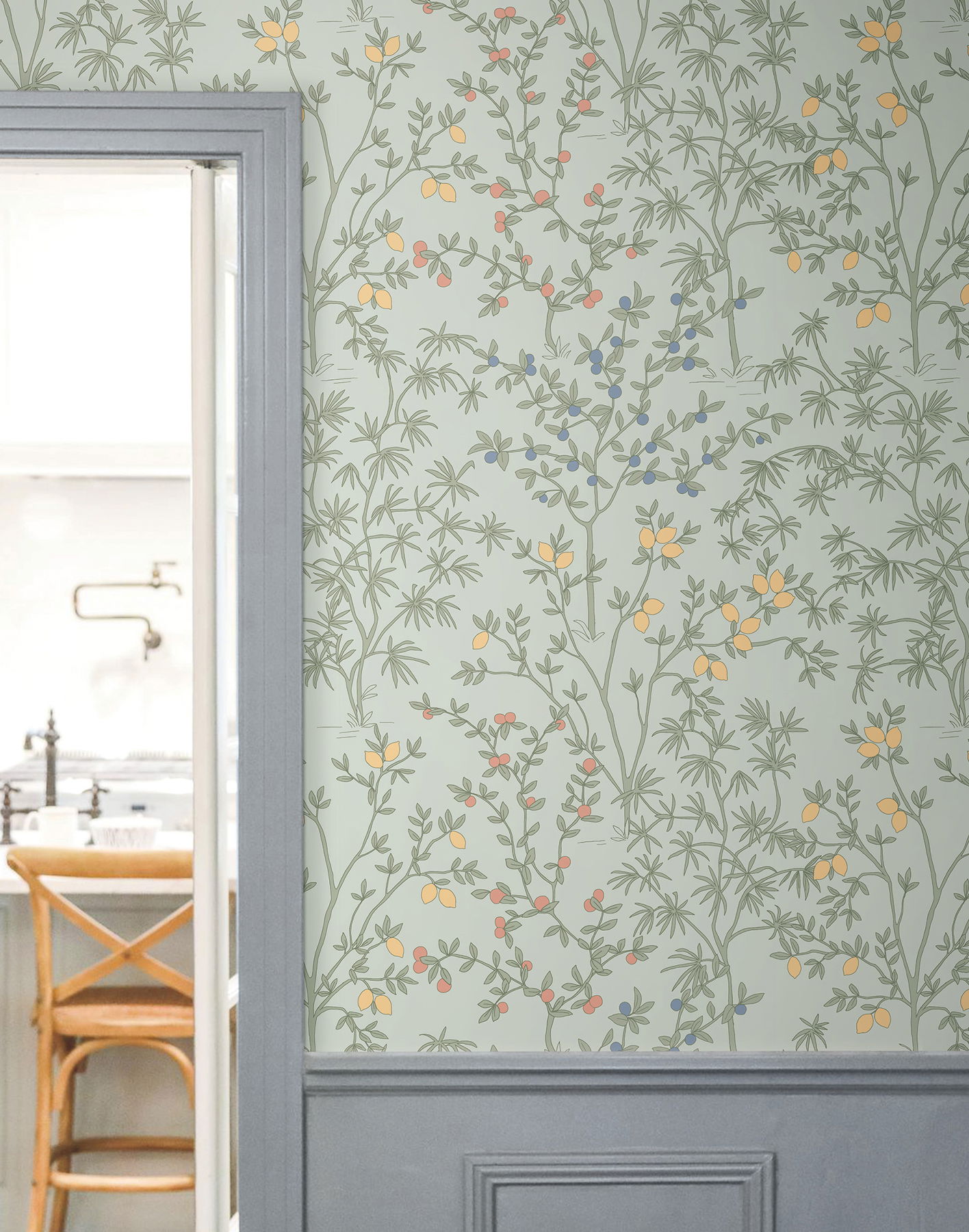 Lemon Grove Vintage Duck Egg Peel & Stick Wallpaper large image 