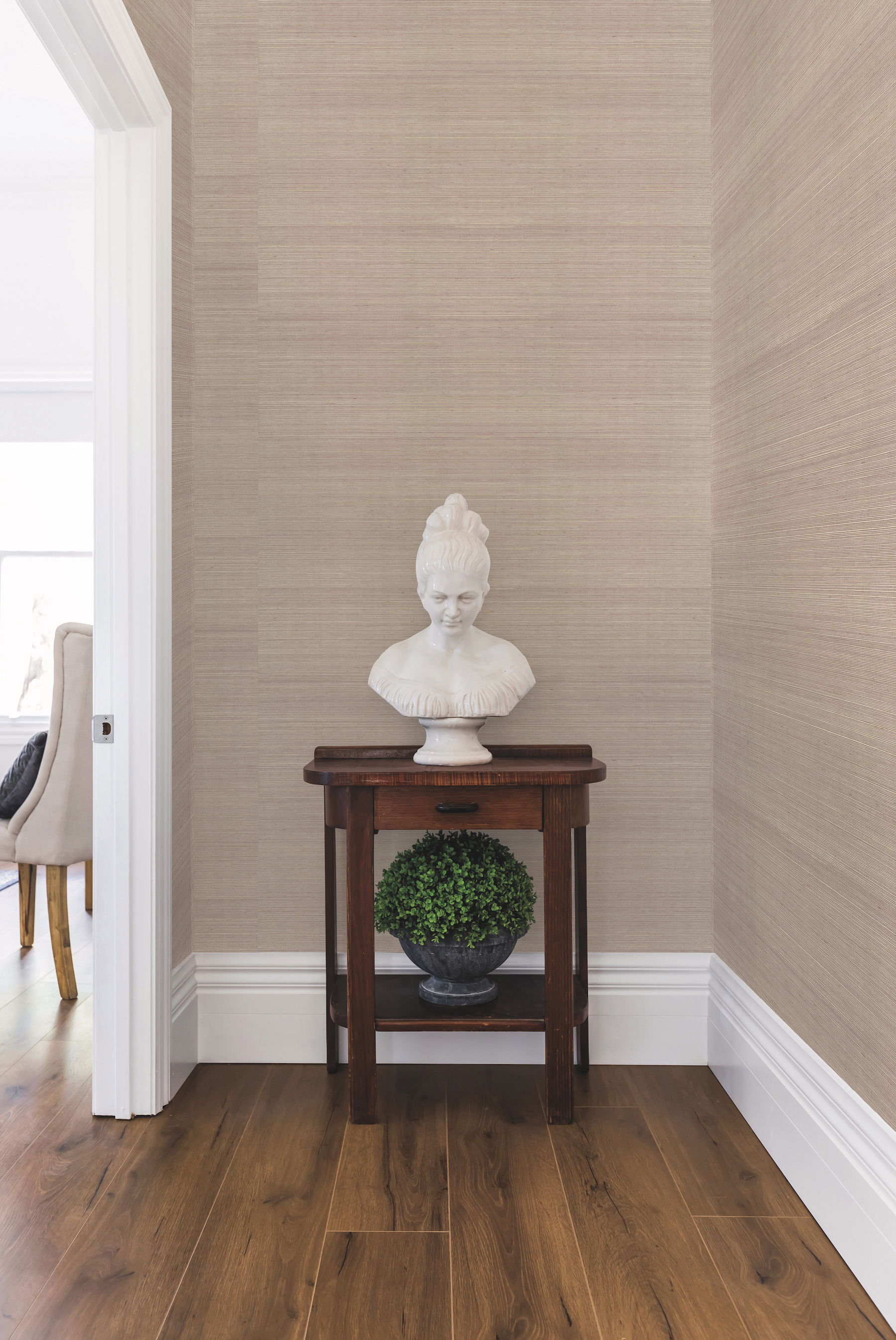 Plain Sisal Grasscloth White Wallpaper large image 