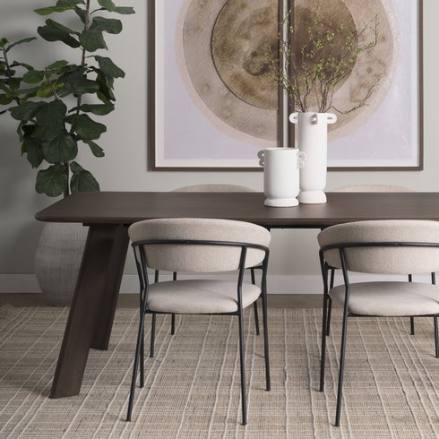 Welborn 84"L x 42"W Rectangular Dining Table | Modern | Dark Brown Wood | Seats 8