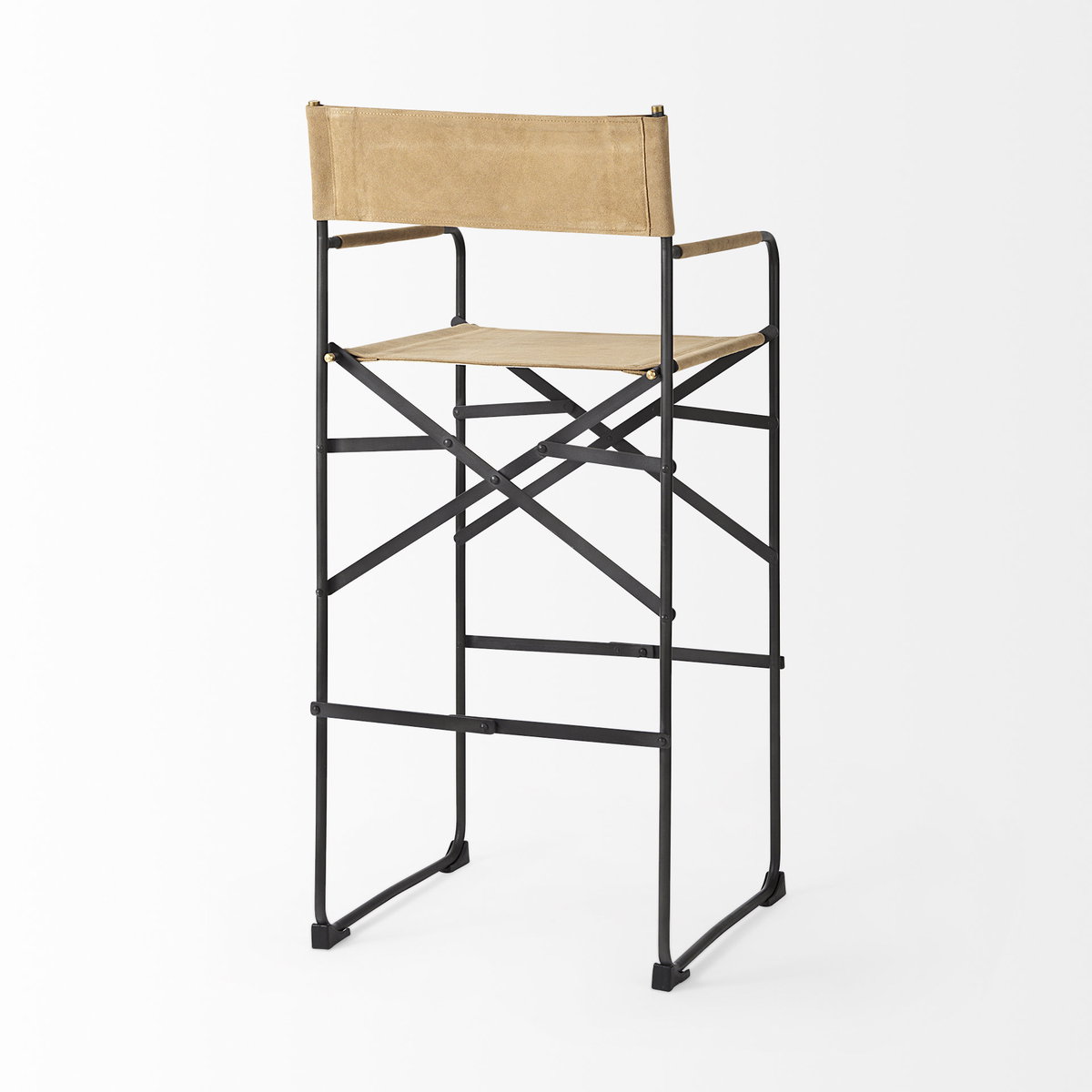 Direttore Backless 44.1in Seat Bar Stool | Brown Leather with Black Iron, Counter & Bar Stool by Mercana, 19.29" length x 20" width x 44.1" height View 6
