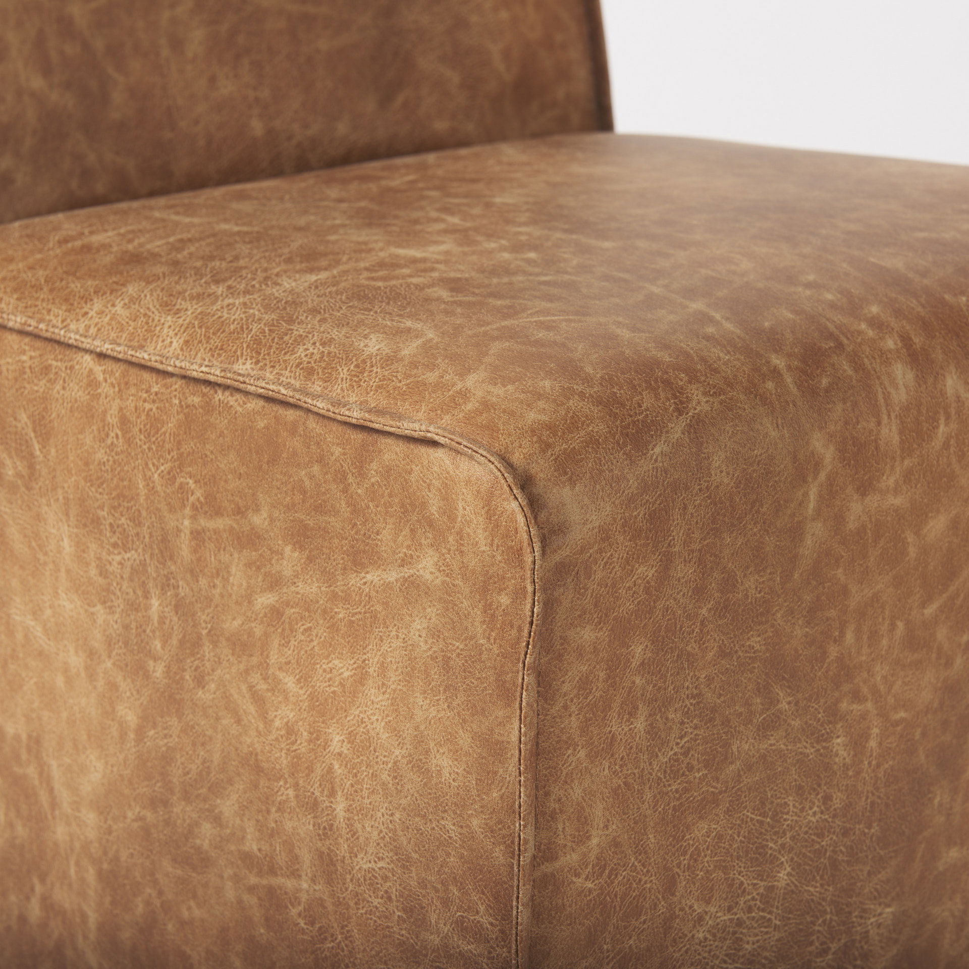 Damon 19.8L x 26.3W x 31.8H Cognac Brown Faux Leather Dining Chair large image 