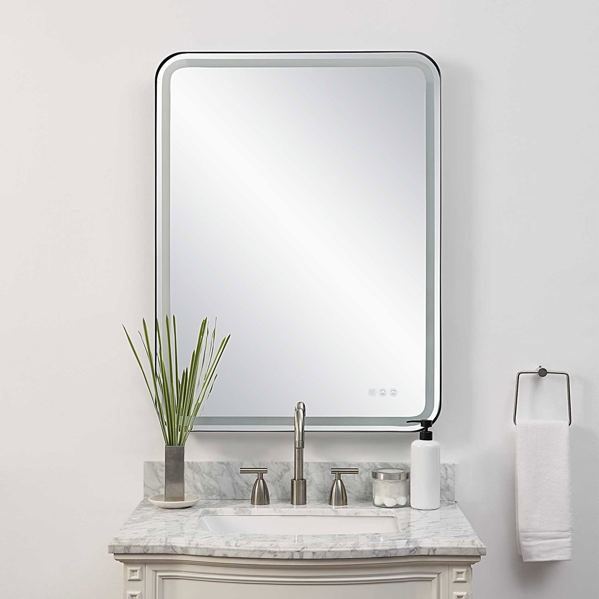 Crofton Lighted Black Large Mirror, by Uttermost, 30" width x 40" height x 2.12" depth View 4