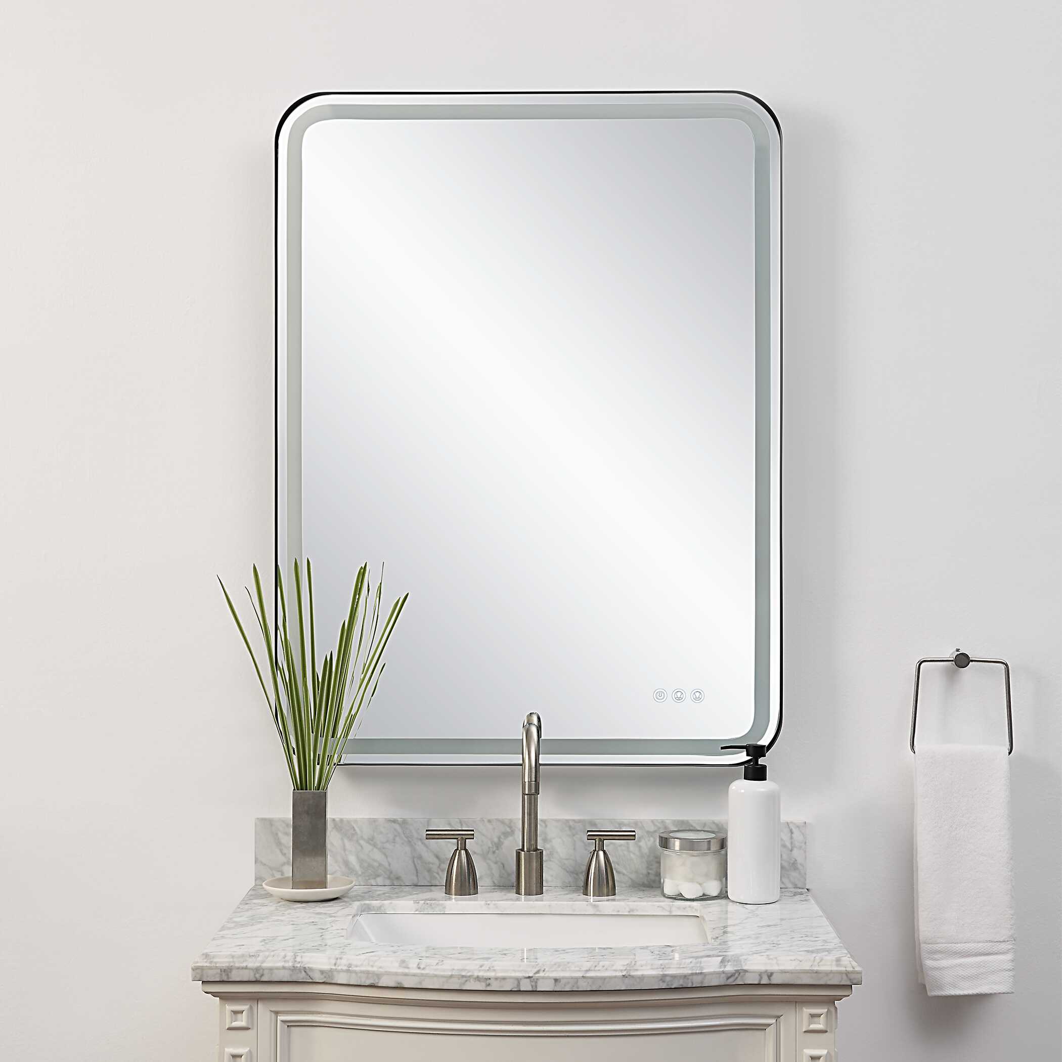Crofton Lighted Black Large Mirror large image 