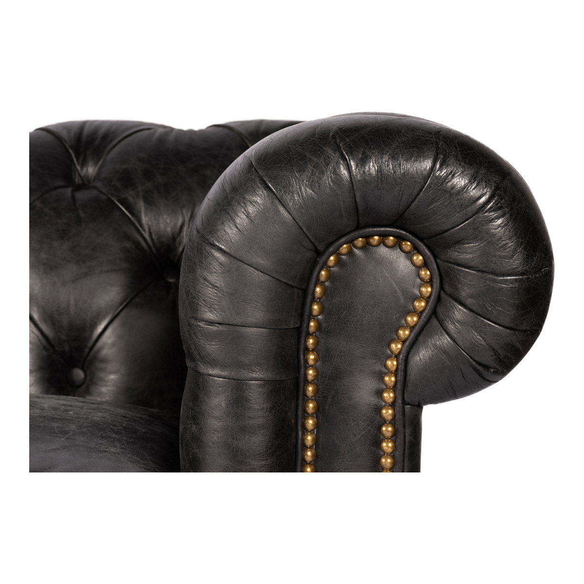 Birmingham Sofa Black Leather, Sofas & Sectional by Moe's Home, 87" width x 29" height x 36" depth View 7