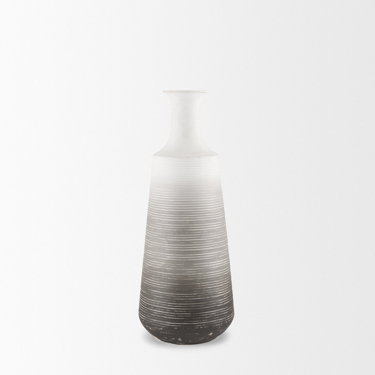Toru Medium White with Grey Ombre Metal Vase, by Mercana, 7.87" length x 7.87" width x 19.88" height View 4