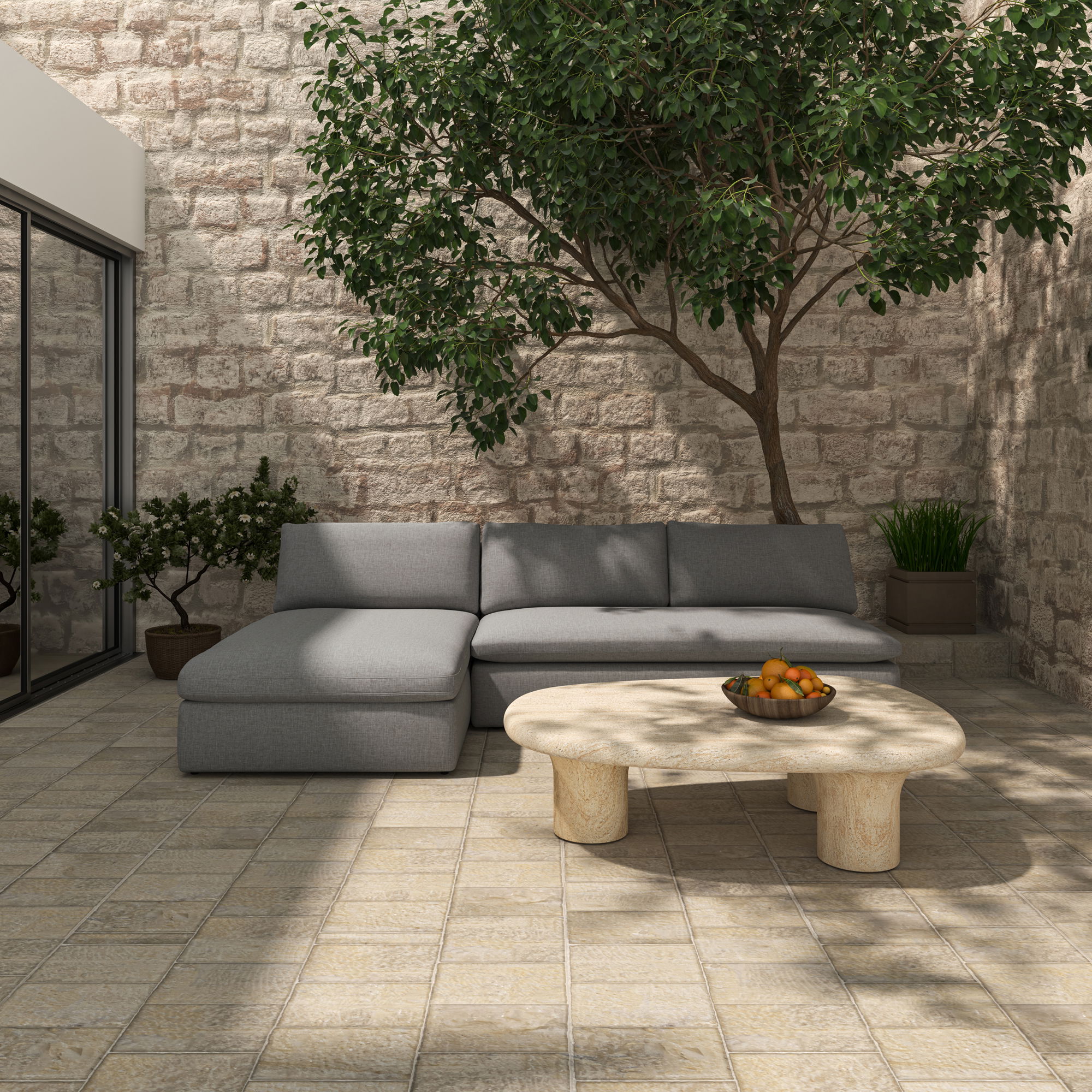 Miles Outdoor Sofa Speckled Light Grey large image 