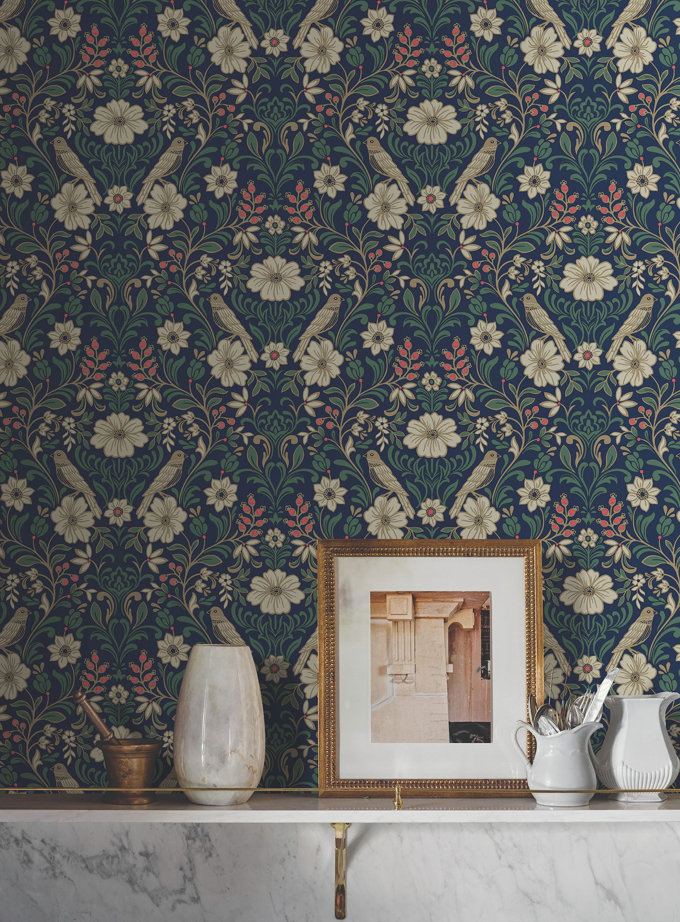 Colette Navy Wallpaper large image 