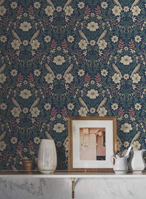 Colette Navy Wallpaper