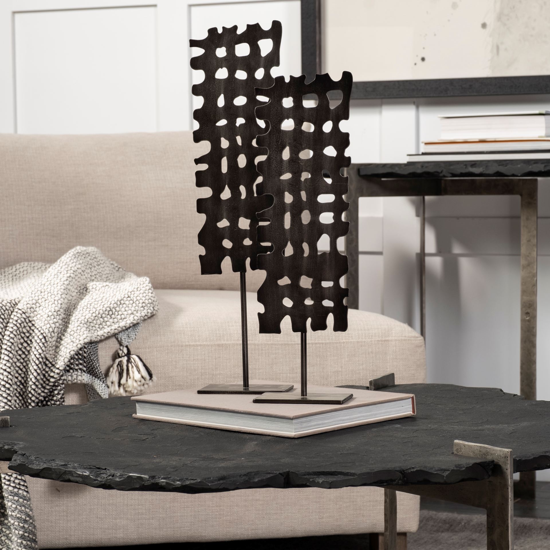 Shaw II (Large) 5L x 3W Gray Rectangular Decorative Object, by Mercana, 5.12" length x 3.15" width x 21.06" height View 2