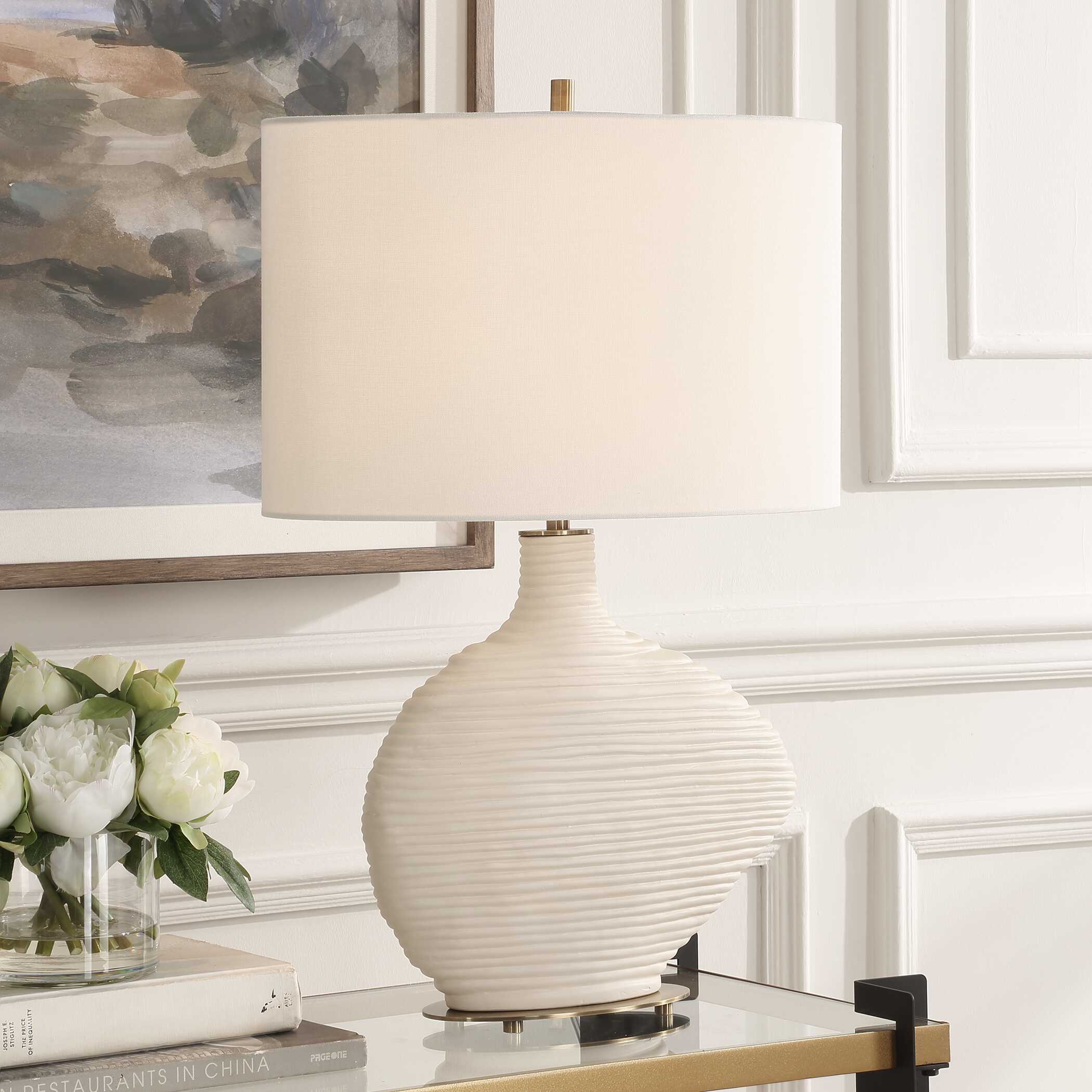 Duostacked Ceramic Table Lamp, by Uttermost, 14.5" width x 24.25" height x 4.25" depth View 4
