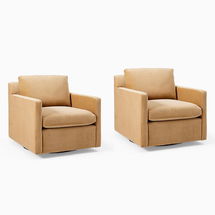 Online Designer Combined Living/Dining Set of 2 Marin Swivel Chair Concealed Support Deluxe Velvet Poly Camel