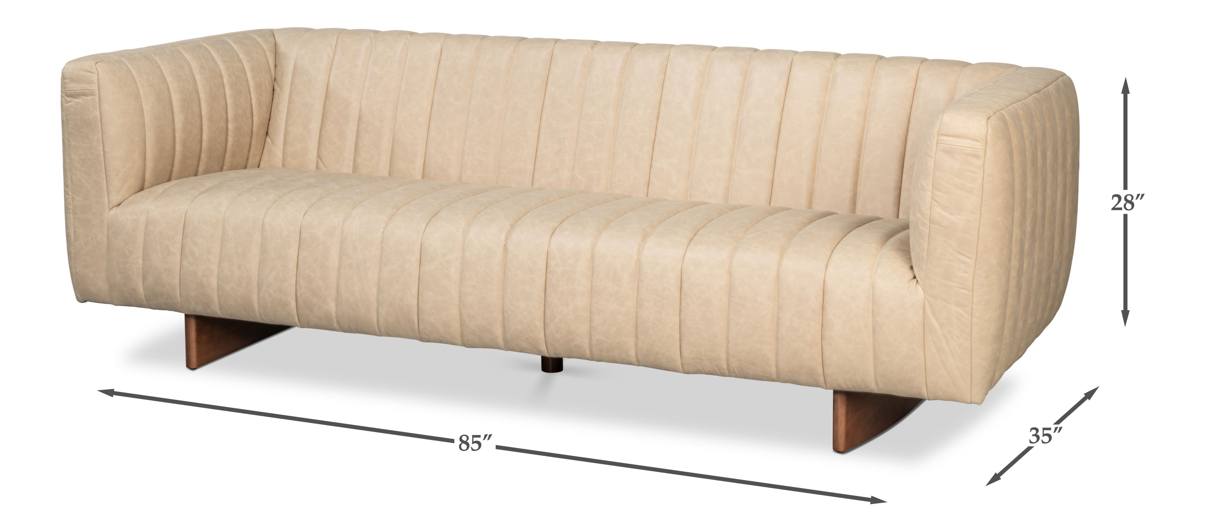 Denys Leather Sofa, Cappuccino White, Sofas & Sectional by Sarreid, 85" length x 35" width x 28" height View 13