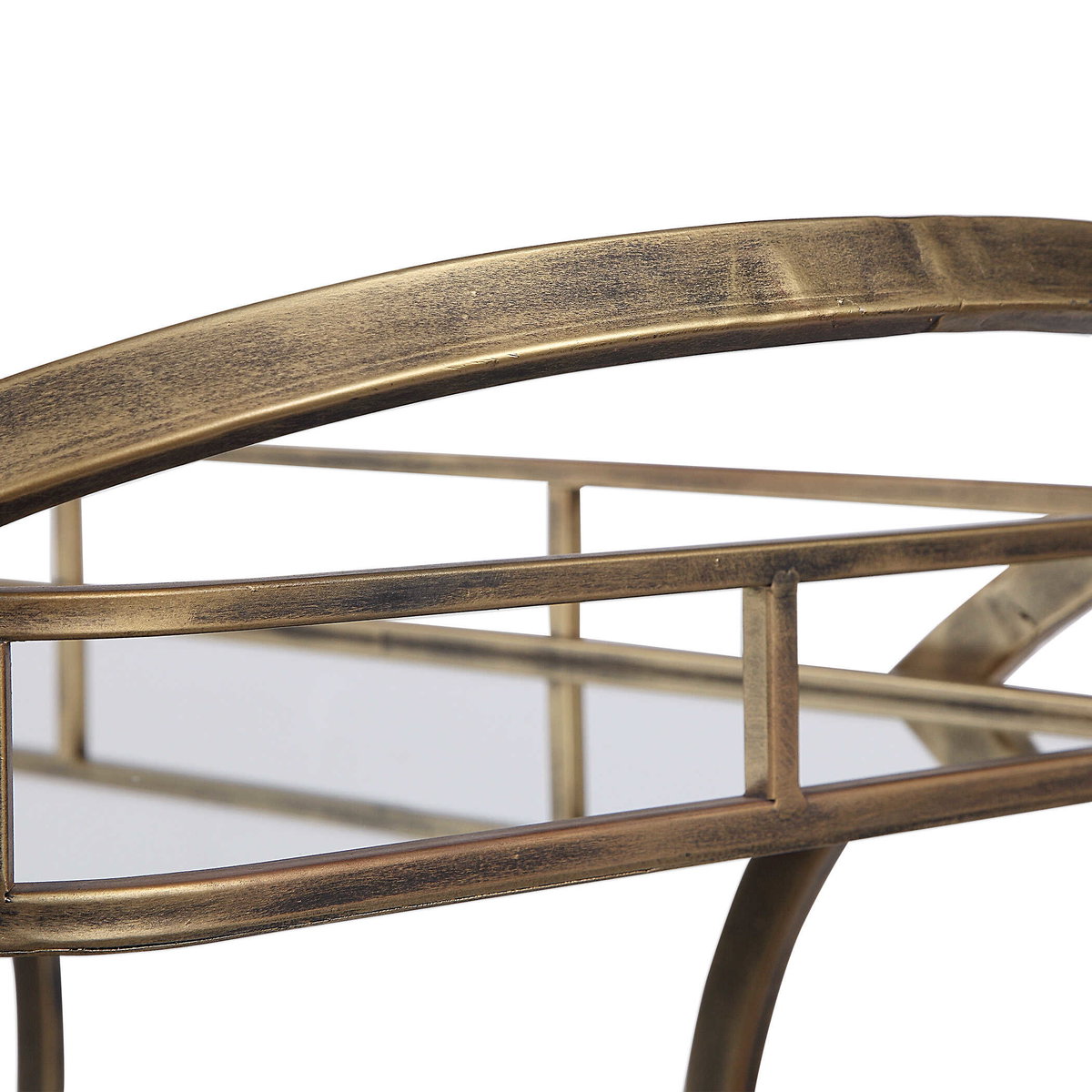 Stassi Gold Serving Cart, Bar Carts & Cabinet by Uttermost, 31.5" width x 37.12" height x 15.25" depth View 7