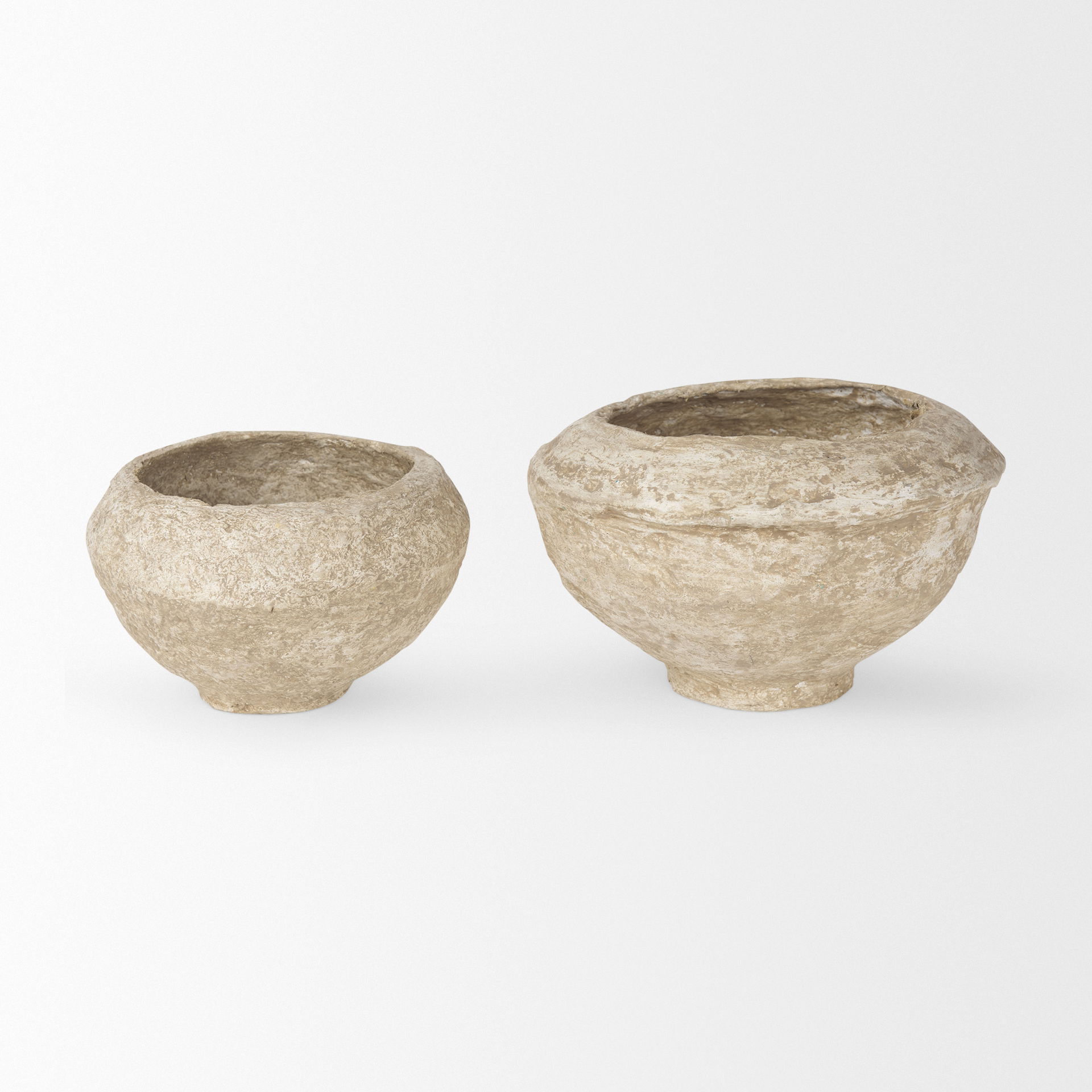 Sonu Set of 2 Beige Paper Mache Half-Pot Bowls large image 