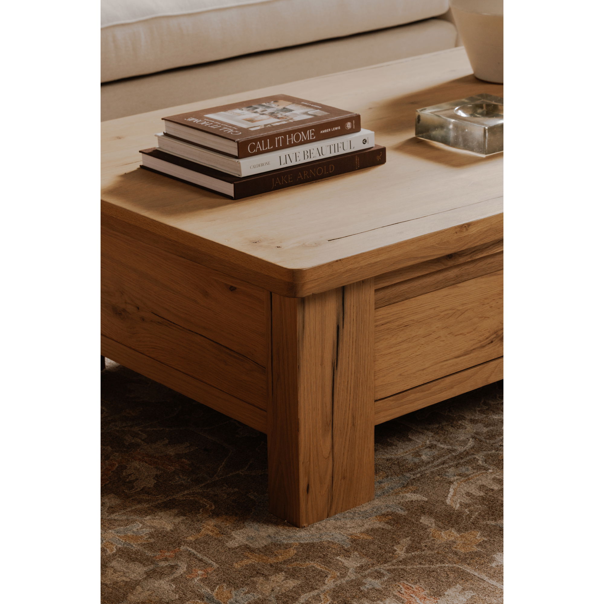 Graham Storage Coffee Table Rustic Oak, by Moe's Home, 60" width x 17" height x 35" depth View 6