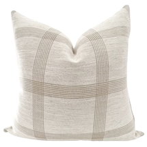 Online Designer Bedroom Linen Windowpane | Pillow Cover, Cream Linen Pillow, Designer Pillow, Modern Farmhouse Pillow, Plaid Pillow, 20x20, 22x22, HACKNER HOME