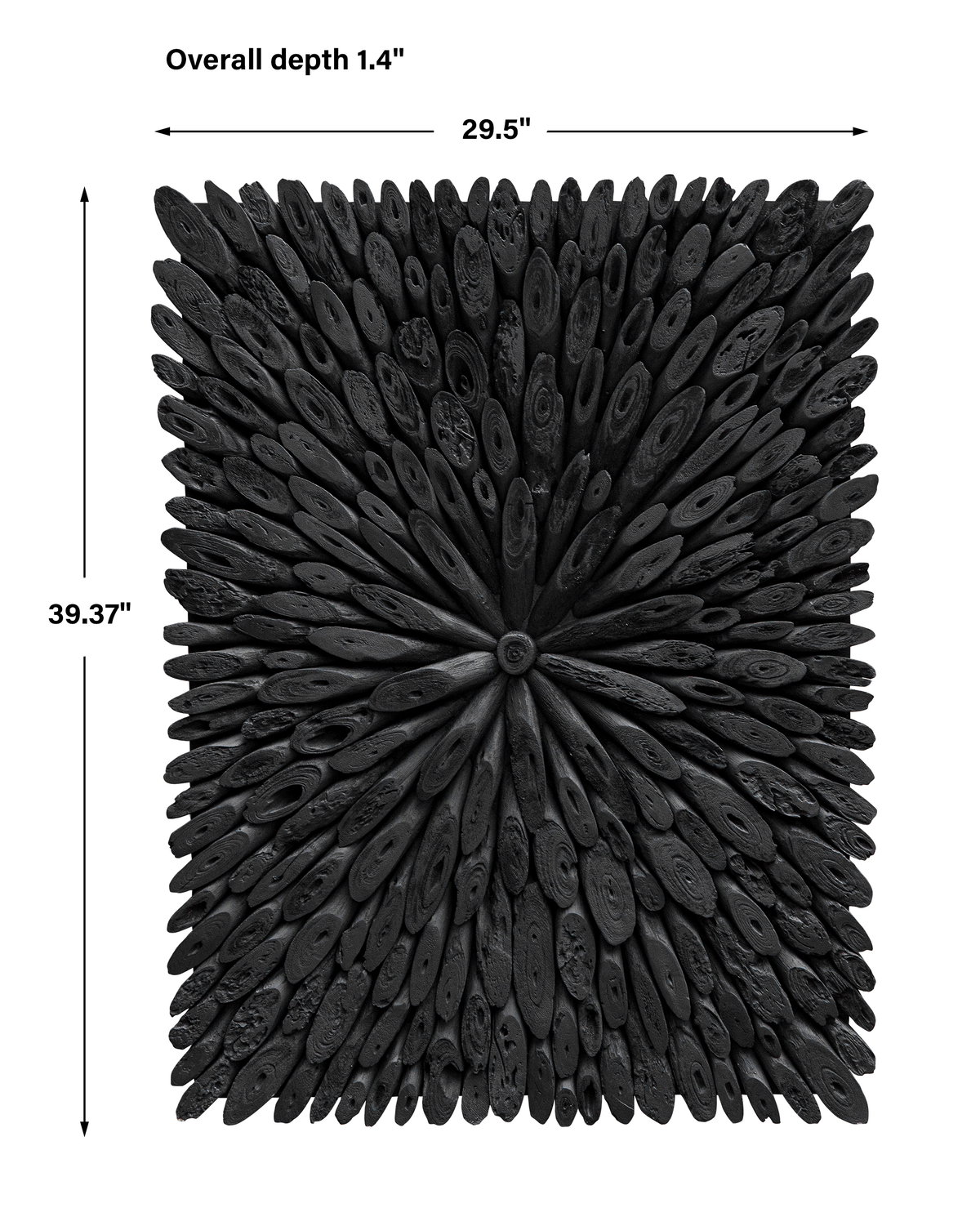Bahama Black Wood Wall Decor, Sculptural Wall Art by Uttermost, 39.37" width x 29.5" height x 1.4" depth View 3