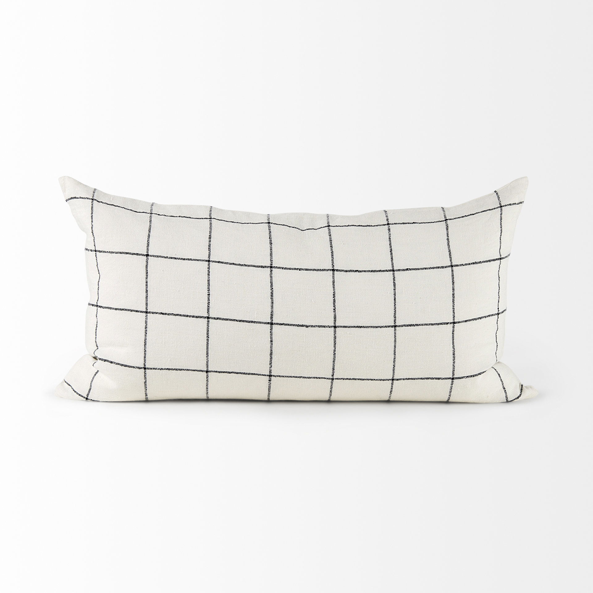 Suzanne 14 x 26 White/Black Square Pattern Decorative Pillow Cover, by Mercana, 14" length x 26" width x 0.2" height View 5
