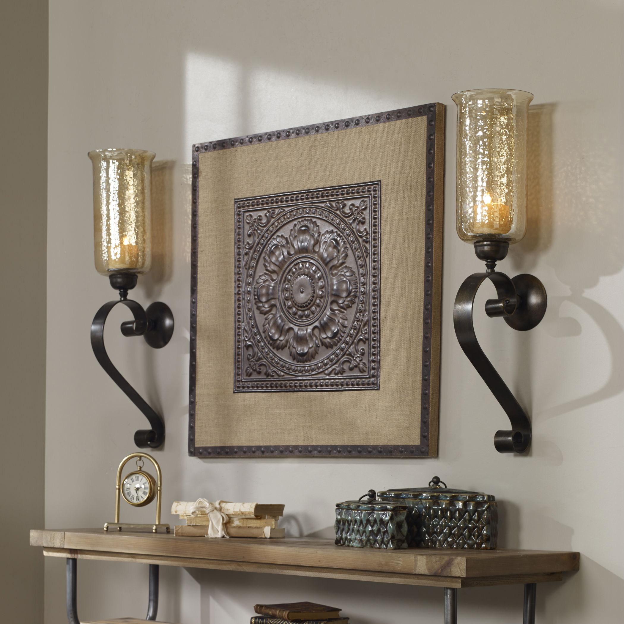 Joselyn Bronze Candle Wall Sconce large image 