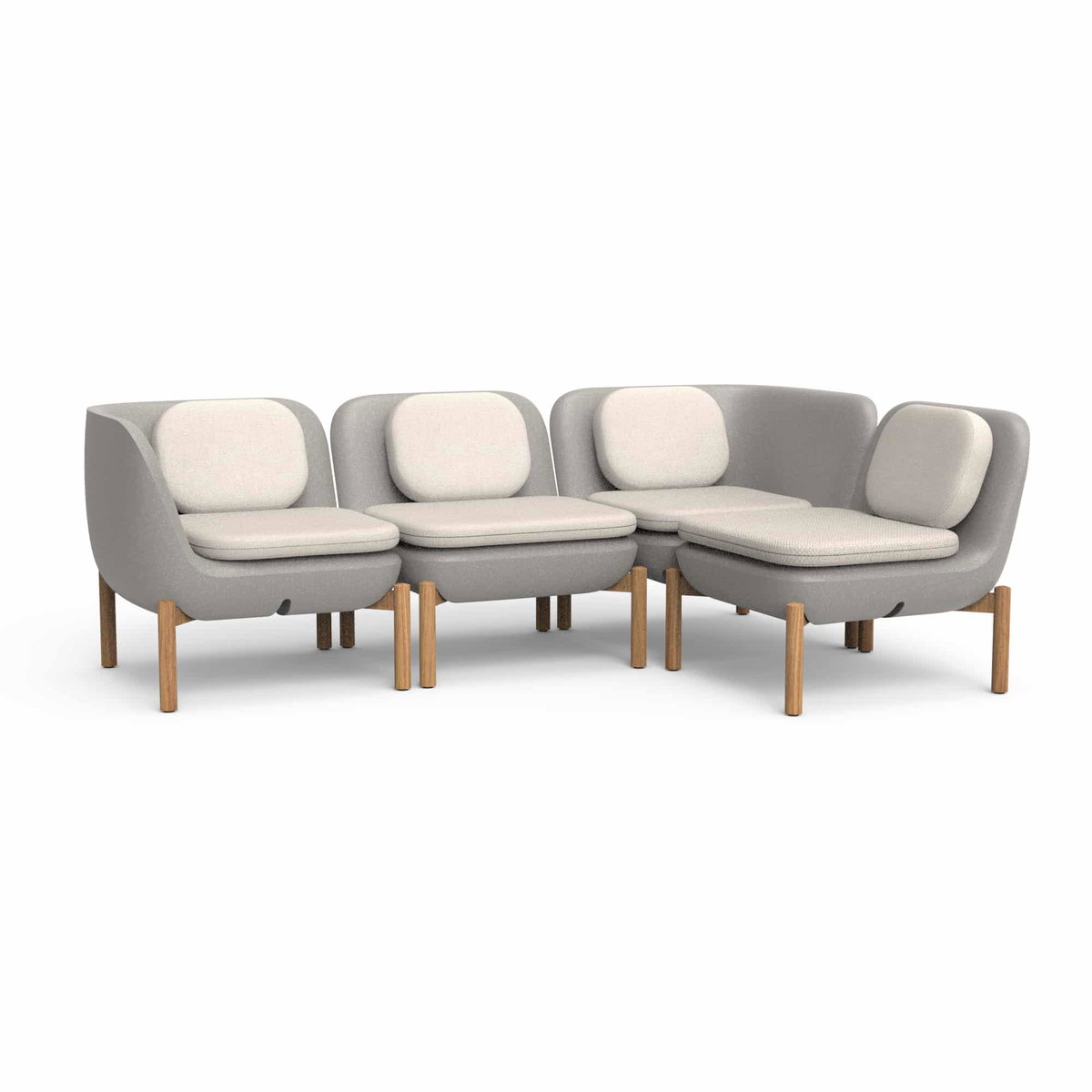Inou Elements Modular Four-seater Sectional Sofa, Outdoor Furniture by Crescent Garden, 6'9.3" width x 2'2.4" height x 4'5.3" depth View 5