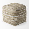 Aadhya  Taupe/Silver Leather and Cotton Pouf thumbnail 3