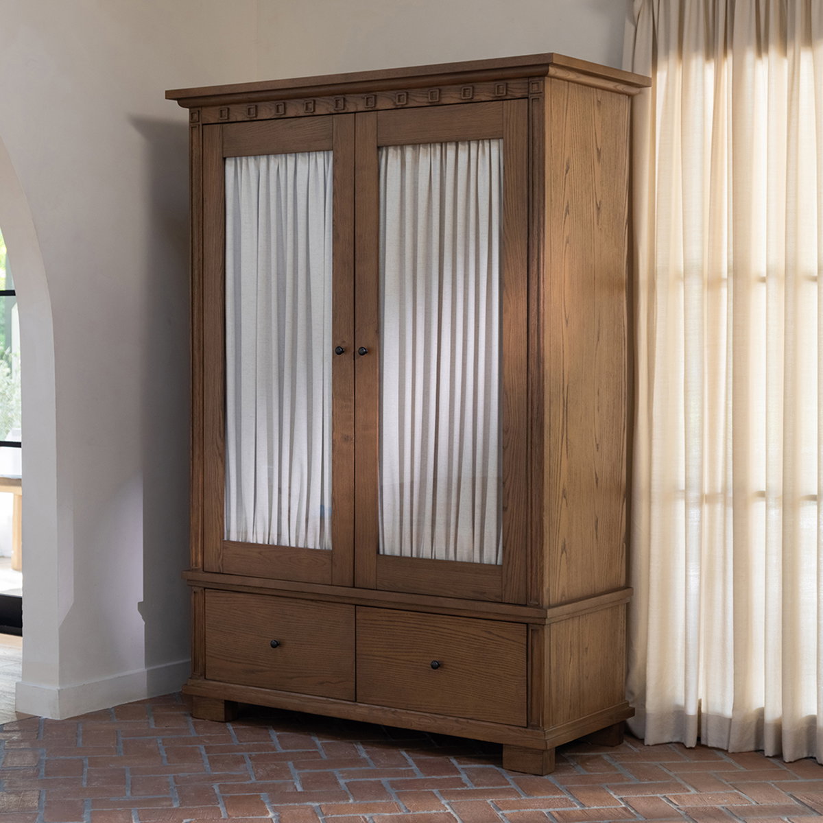 Lillian Tall Cabinet Brown, Cabinets & Sideboard by Moe's Home, 52" width x 74.4" height x 22.4" depth View 12