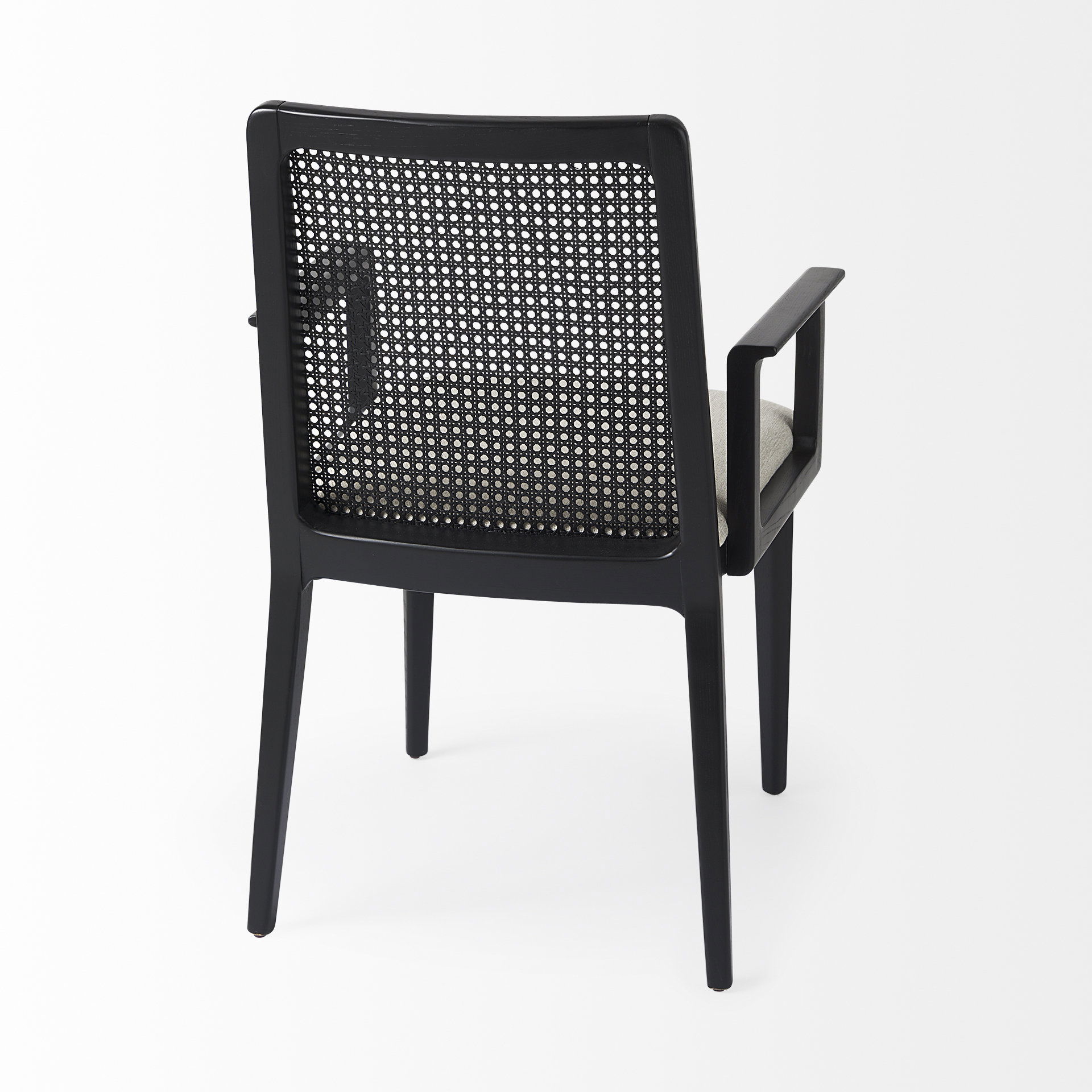 Clara Black Wood with Cream Fabric Seat and Cane Back Dining Chair large image 
