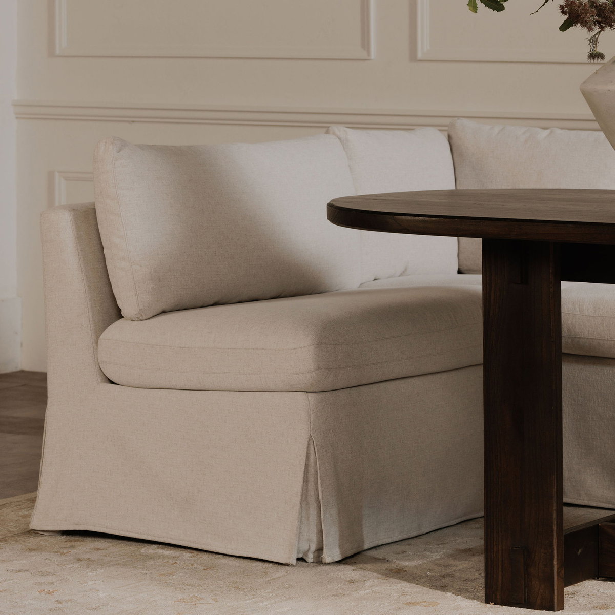 Fable Slipcover Dining Chair And Half Beige, Accent Chair by Moe's Home, 39" width x 31.75" height x 28.5" depth View 7