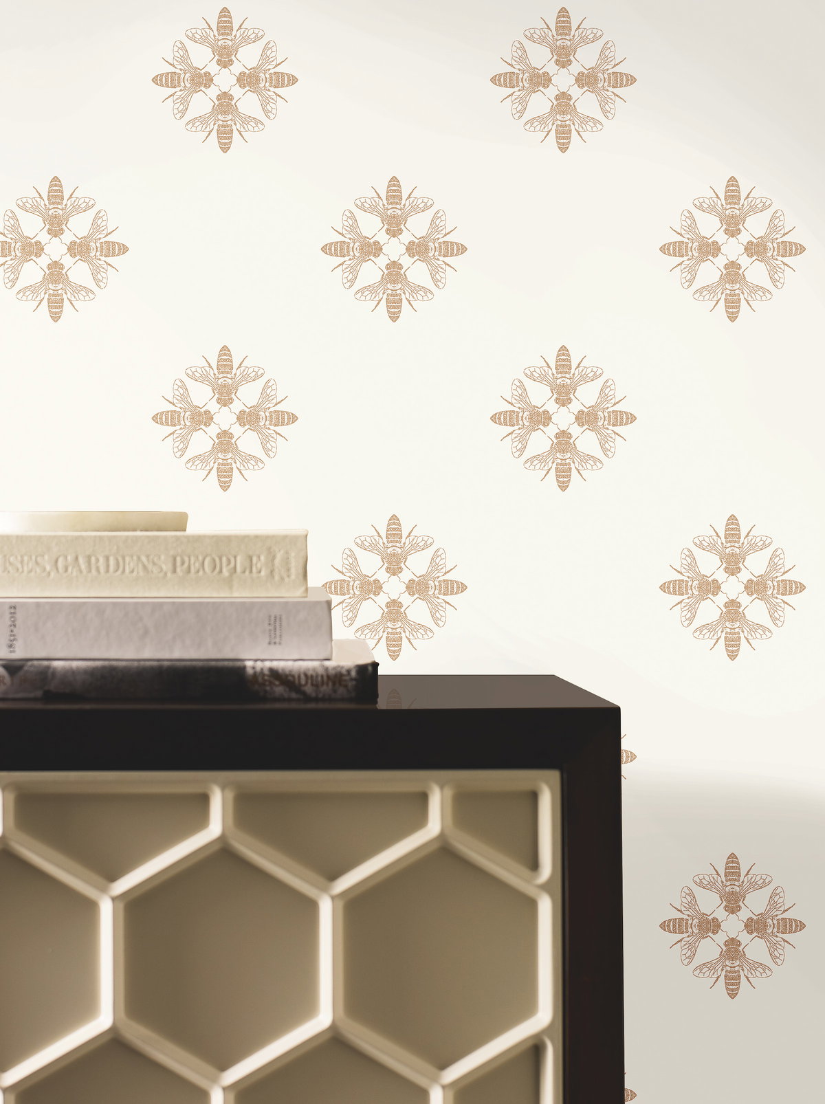 Honey Bee Gold & Cream Wallpaper, by York Wall, 33' length x 1'8.5" width x 0.02" depth View 3