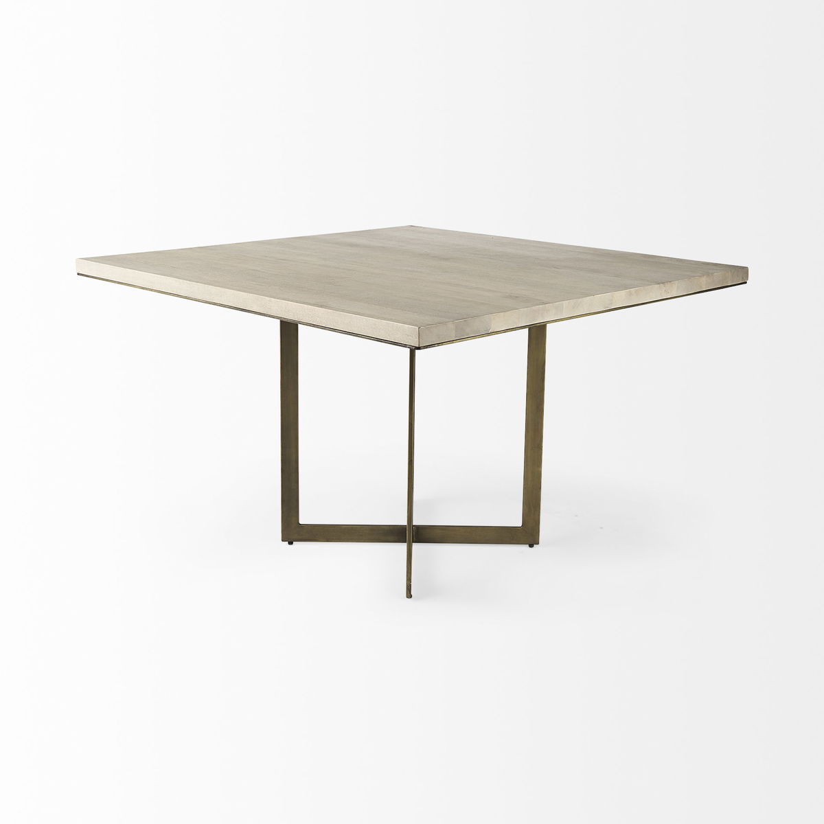 Faye 48'L x 48'W Square Dining Table | Modern | Beige Wood & Antique Gold Metal | Seats 4, by Mercana, 48" length x 48" width x 30" height View 6