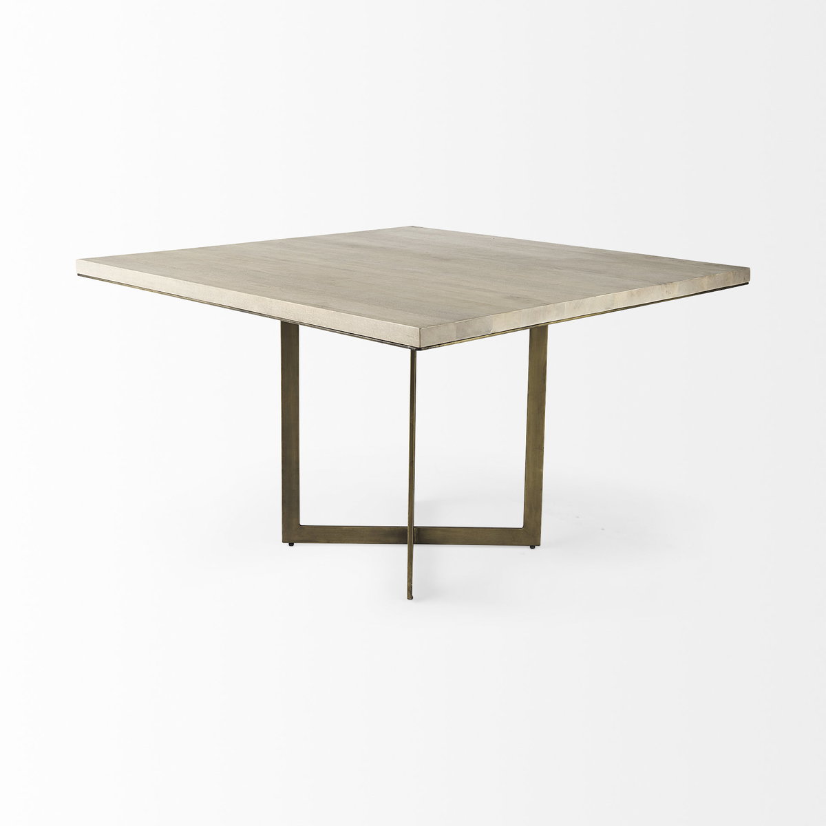 Faye I 48L x 48W x 30H Beige Finished Wood with Gold Metal Base Square Dining Table, by Mercana, 48" length x 48" width x 30" height View 5