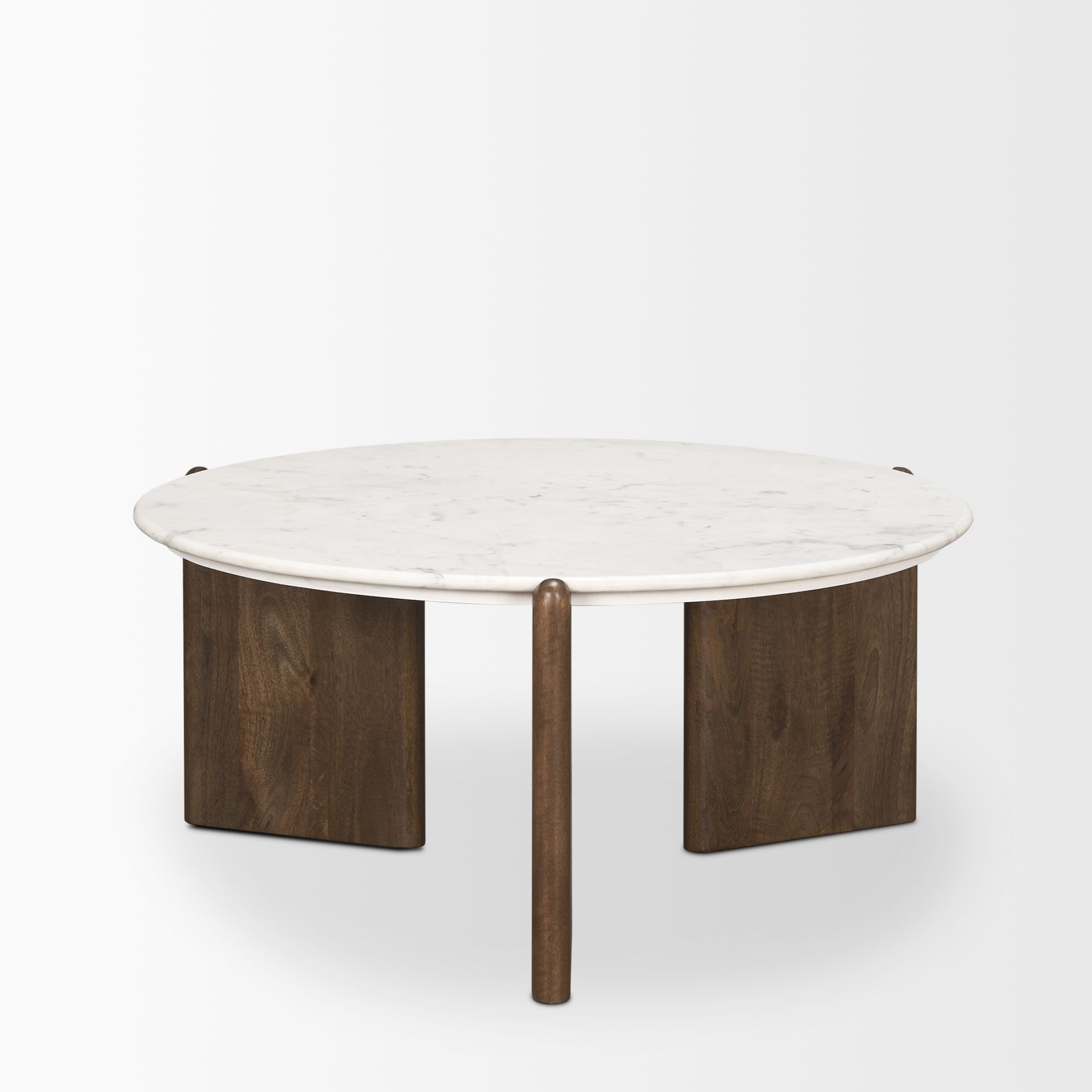 Rumer Dark Brown Wood with White Marble Coffee Table, by Mercana, 36" length x 36" width x 16" height View 5