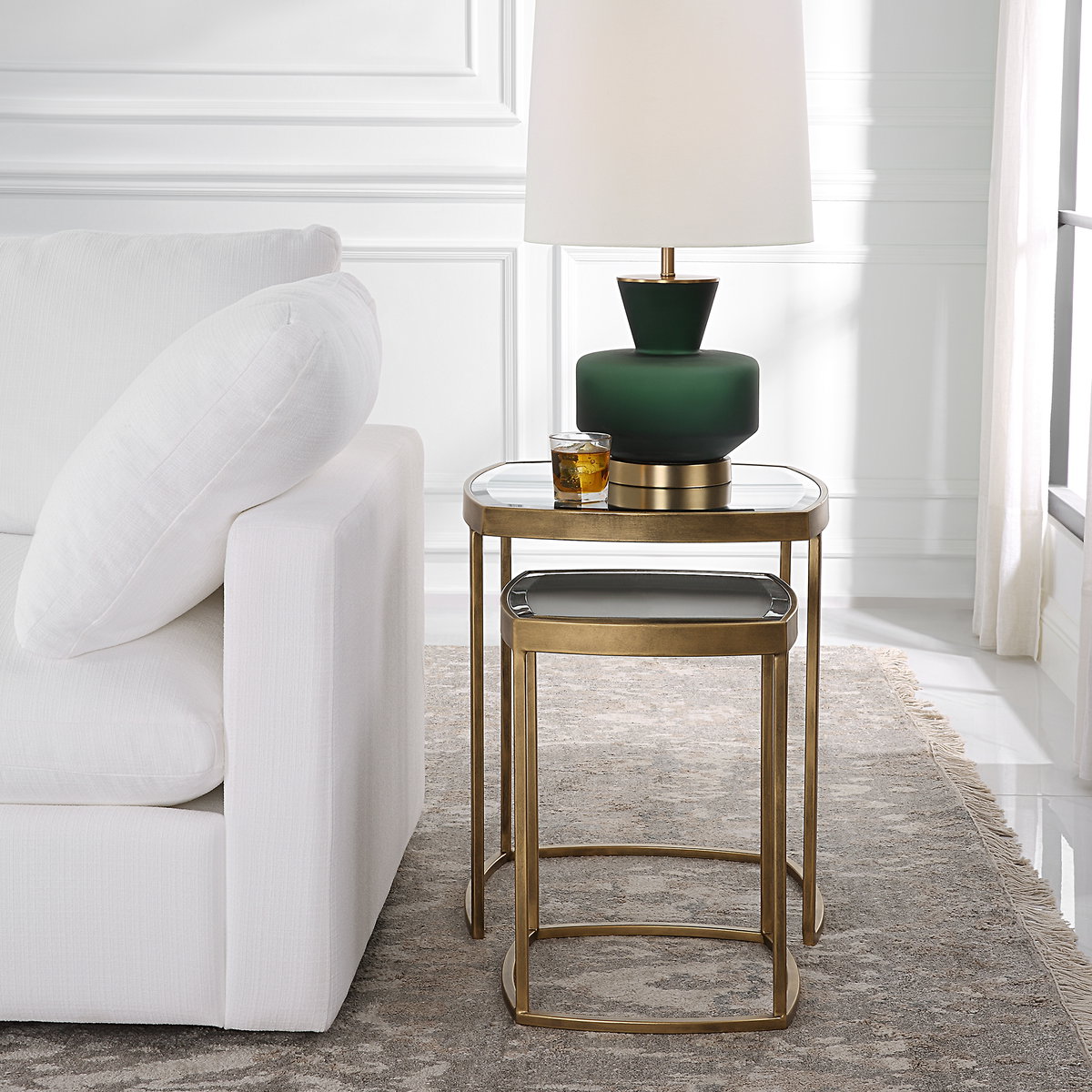Vista Gold Nesting Tables Set Of 2, Coffee Table by Uttermost, 19.75" width x 23.75" height x 19.75" depth View 2