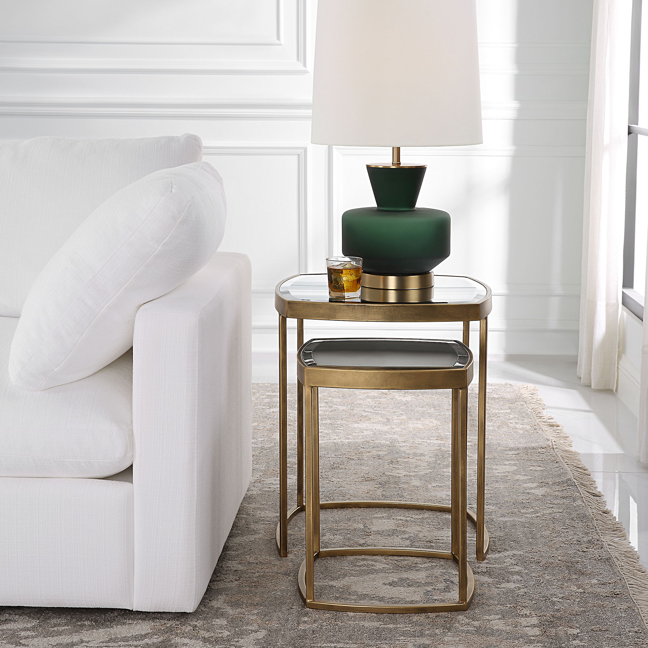 Vista Gold Nesting Tables Set Of 2, Furniture by Uttermost, 19.75" width x 23.75" height x 19.75" depth View 2