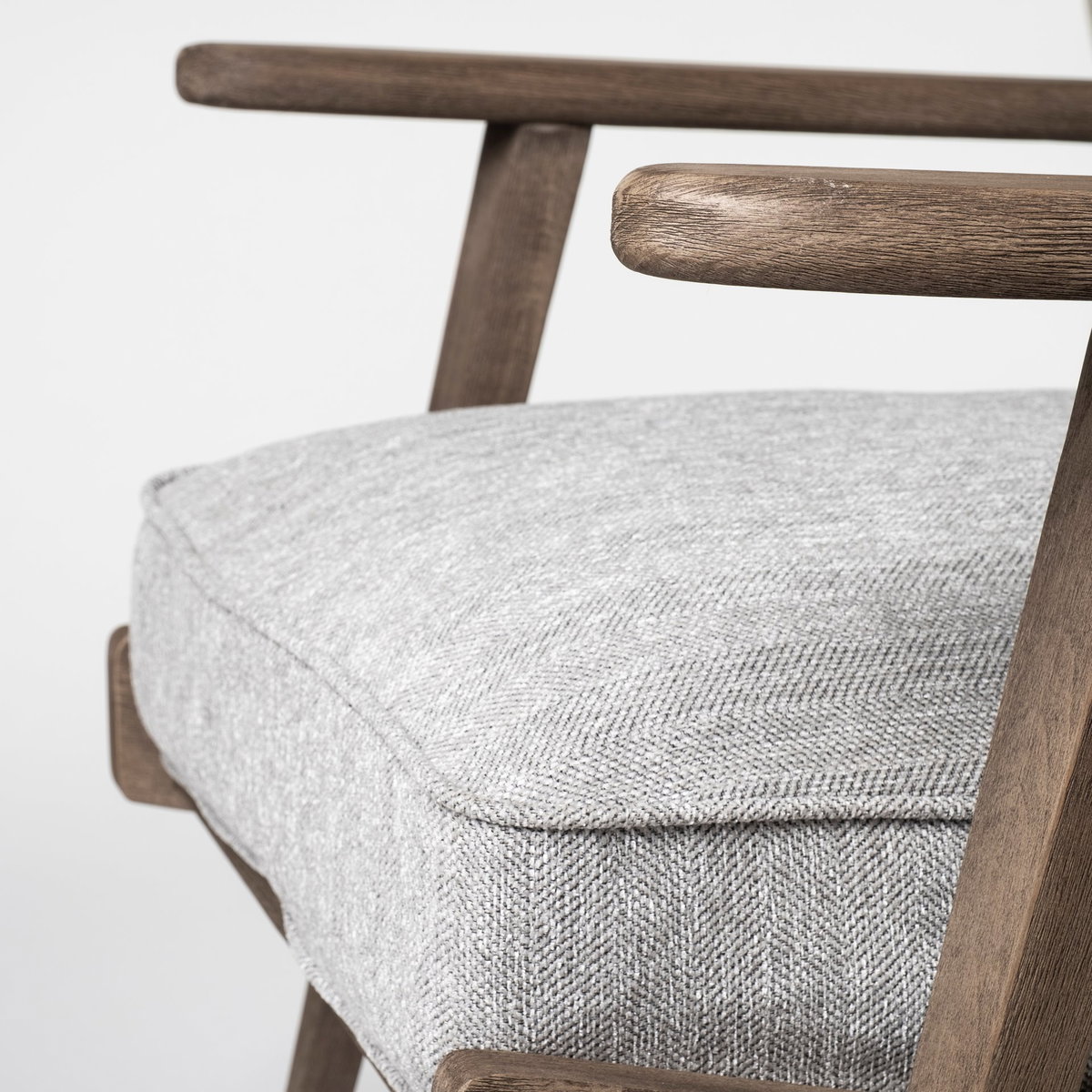 Olympus VI Frost Grey Fabric Wrapped Wooden Frame Accent Chair, by Mercana, 28" length x 31" width x 32" height View 10