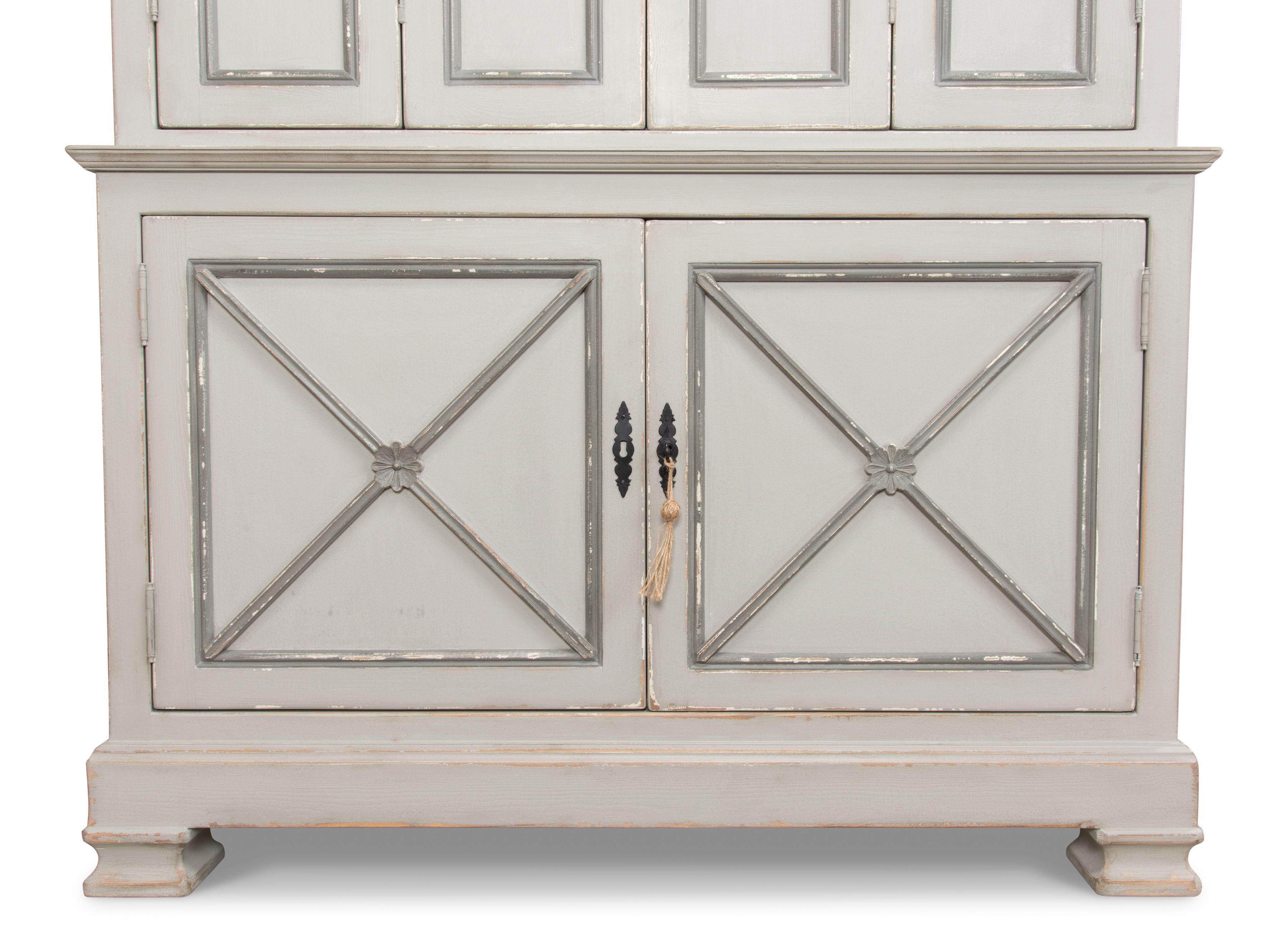 *Painted Directoire Style Cupboard, Shelving & Bookcase by Sarreid, 54" length x 17" width x 89" height View 10