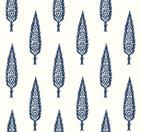 Juniper Tree Navy Wallpaper