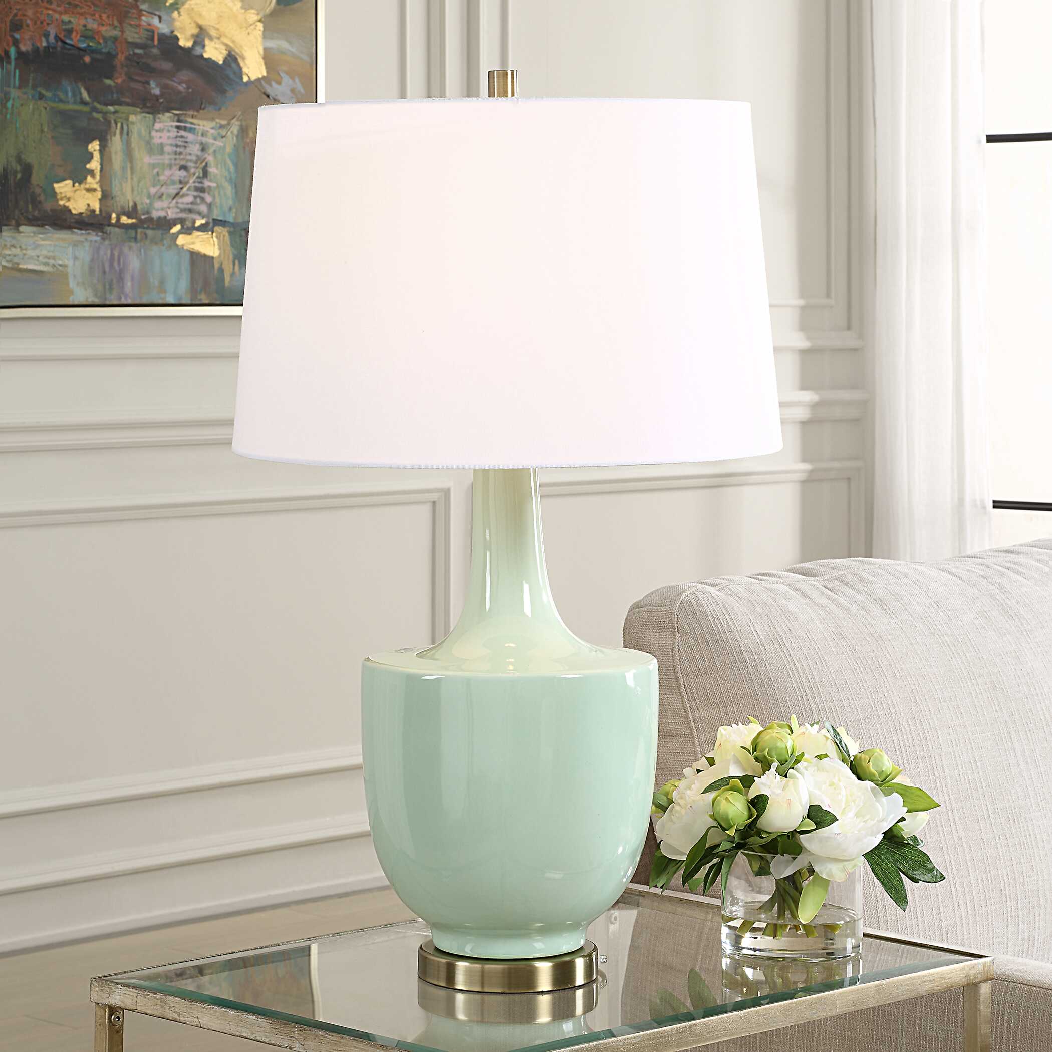 Kyla Mint Green Table Lamp, by Uttermost, 18" width x 30" height x 18" depth View 2