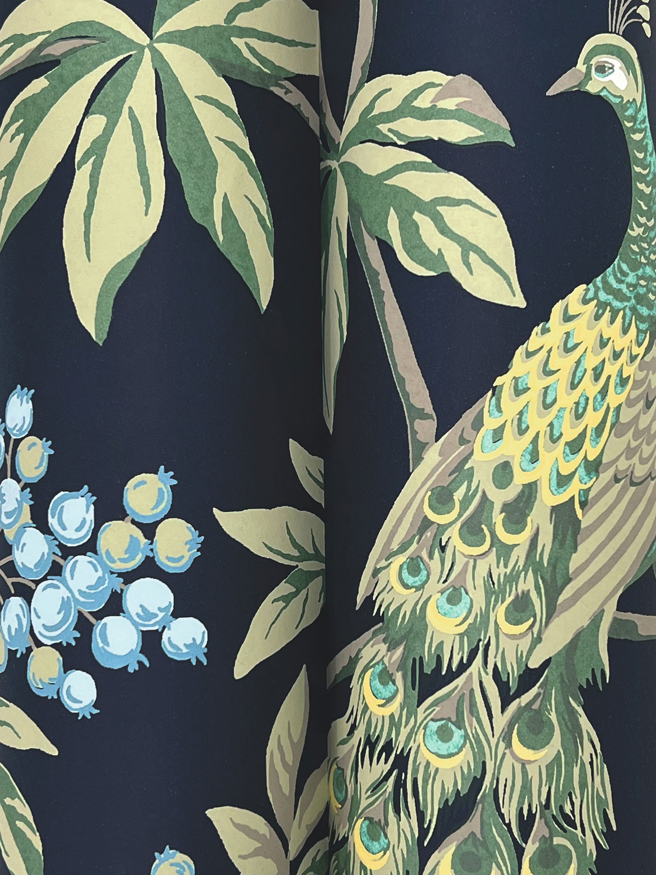 Peacock Estate Navy Wallpaper large image 