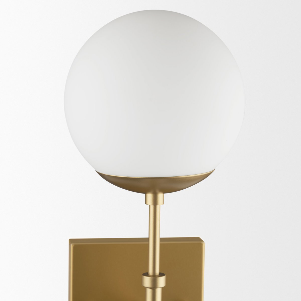 Edie Brushed Gold Metal with Frosted Glass Globes 2-Light Wall Sconce, by Mercana, 22" length x 7.5" width x 6" height View 5
