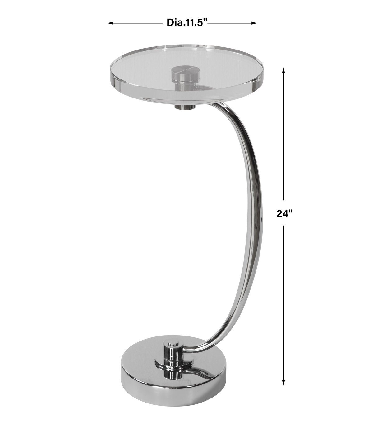 Waveney Nickel Drink Table, Side & End Table by Uttermost, 11.5" width x 24" height x 11.5" depth View 3