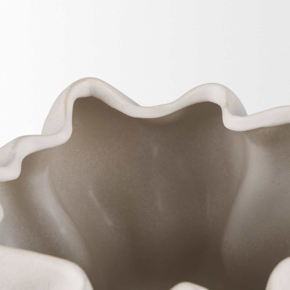 Vanna Sculptural Cream Glazed Ceramic Vase, by Mercana, 11.81" length x 11.61" width x 11.81" height View 5