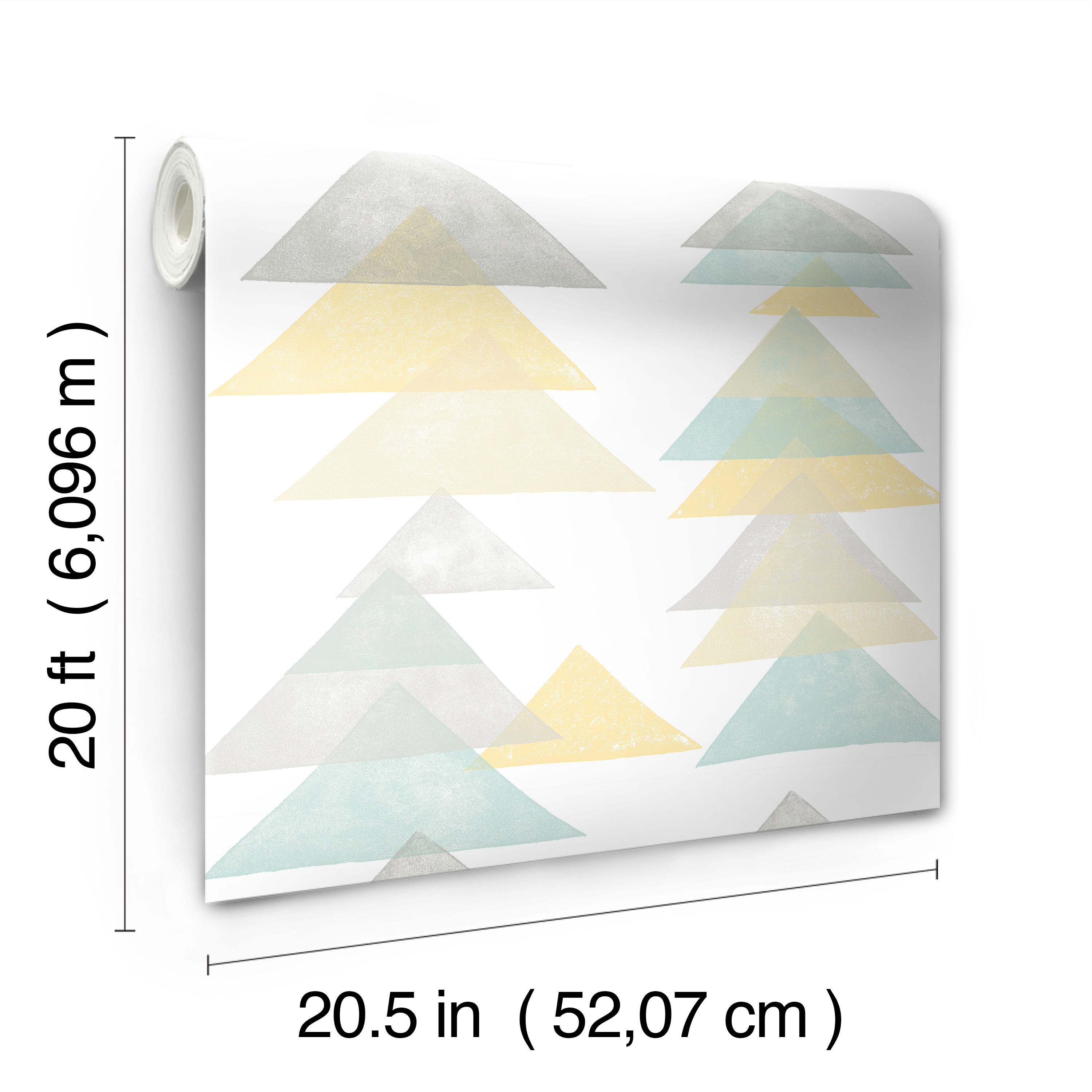 Triangles Aqua & Yellow Peel & Stick Wallpaper large image 